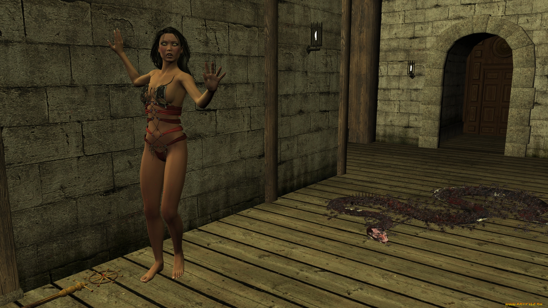 3д, графика, фантазия, , fantasy, фон, взгляд, девушка