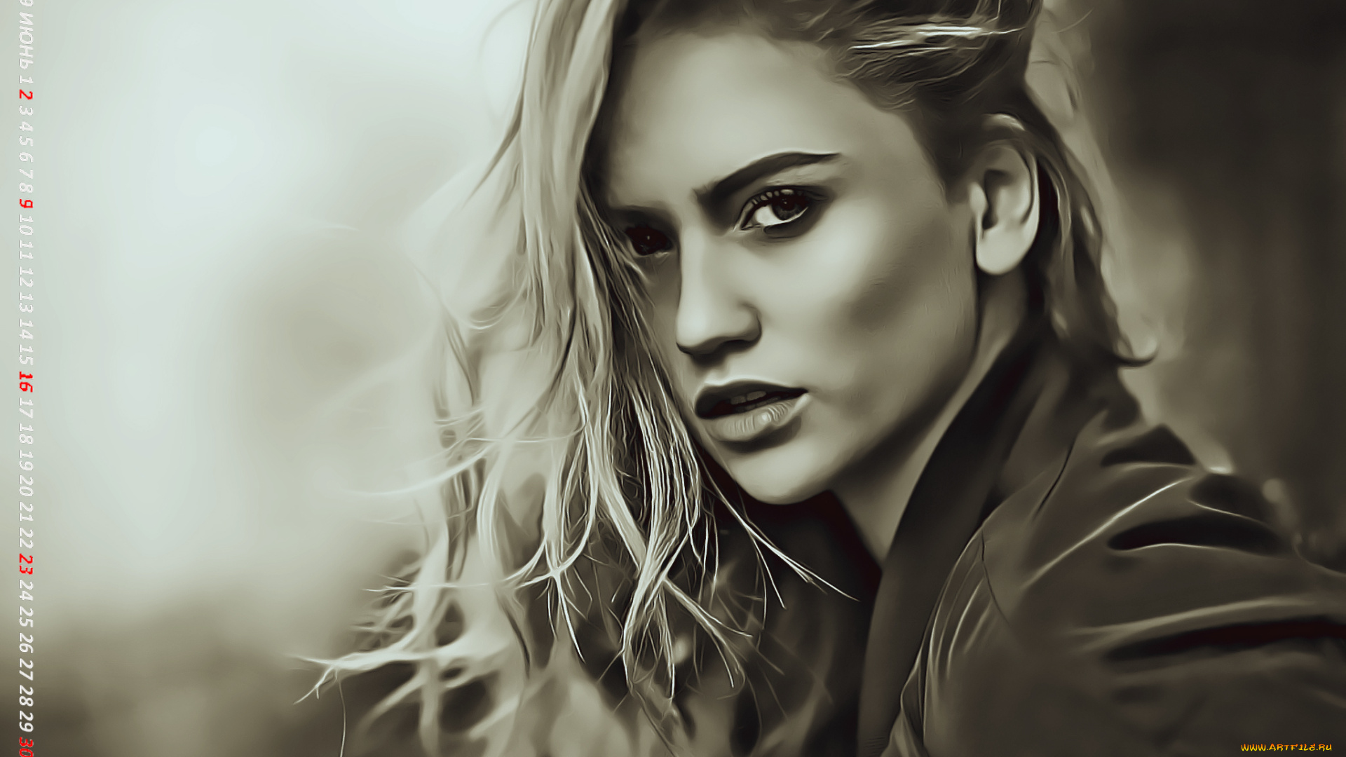 календари, компьютерный, дизайн, лицо, взгляд, девушка