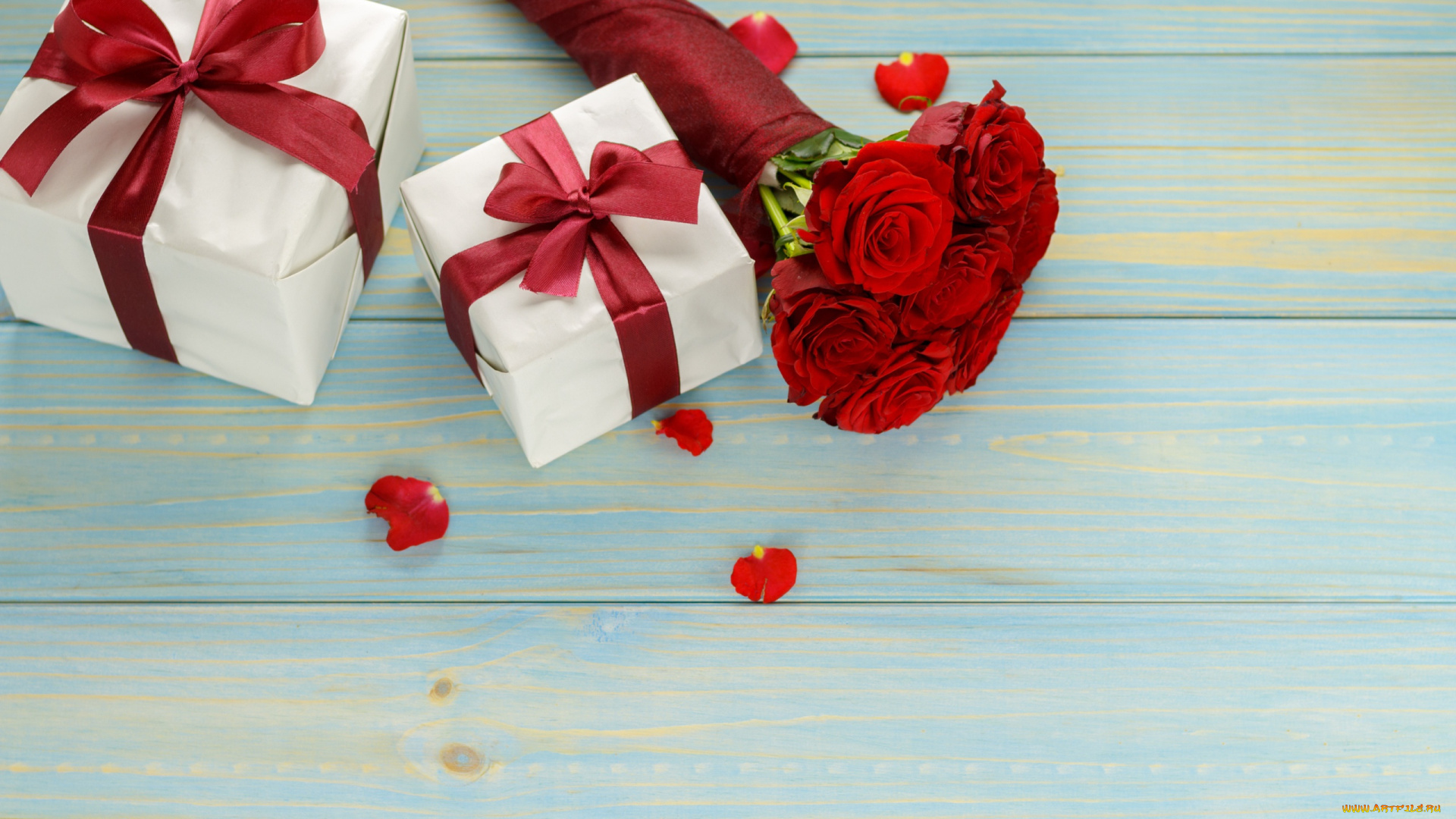 праздничные, подарки, и, коробочки, подарок, фон, цветы