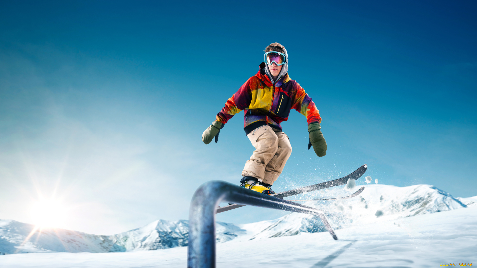 спорт, лыжный, спорт, горы, снег