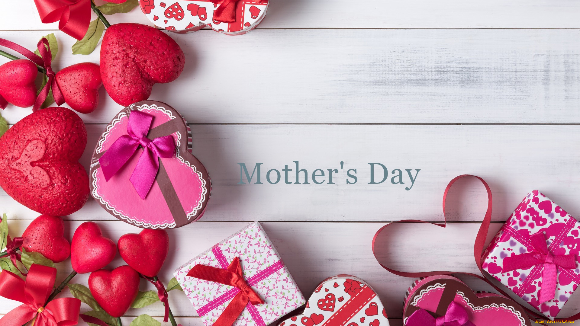 праздничные, день, матери, подарки, банты, ленты, сердечки, надпись