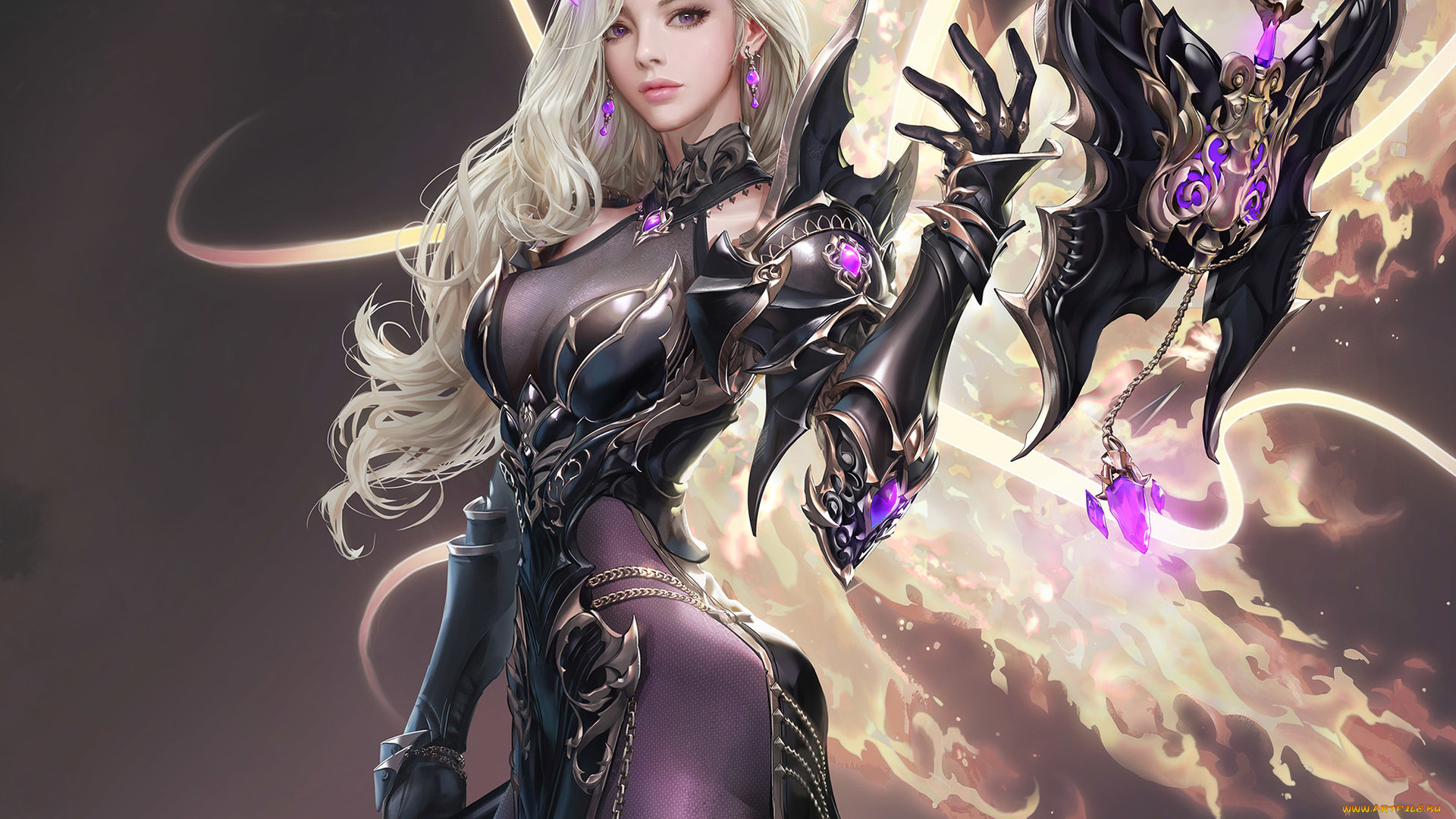 видео, игры, mu, online, девушка, фон, взгляд, униформа, щит