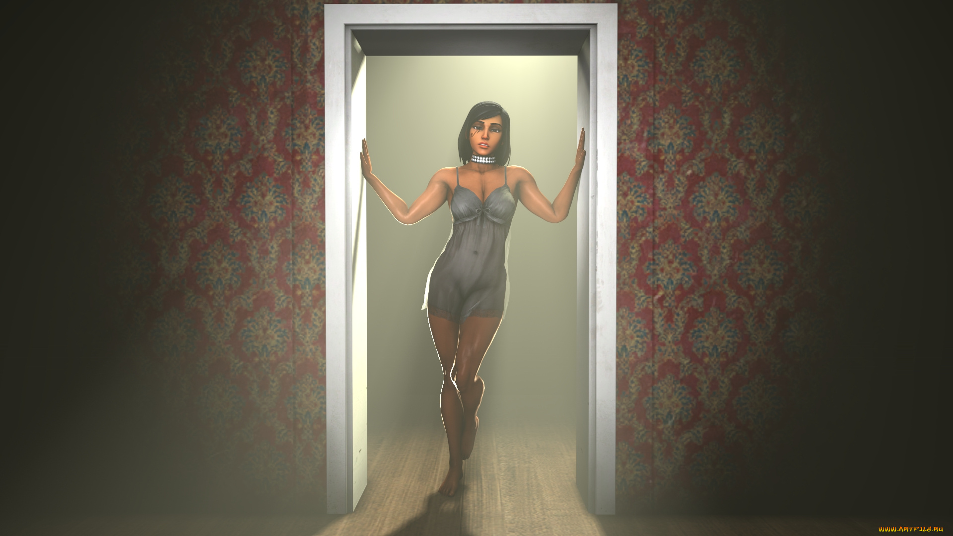 видео, игры, overwatch, девушка, фон, взгляд, проем