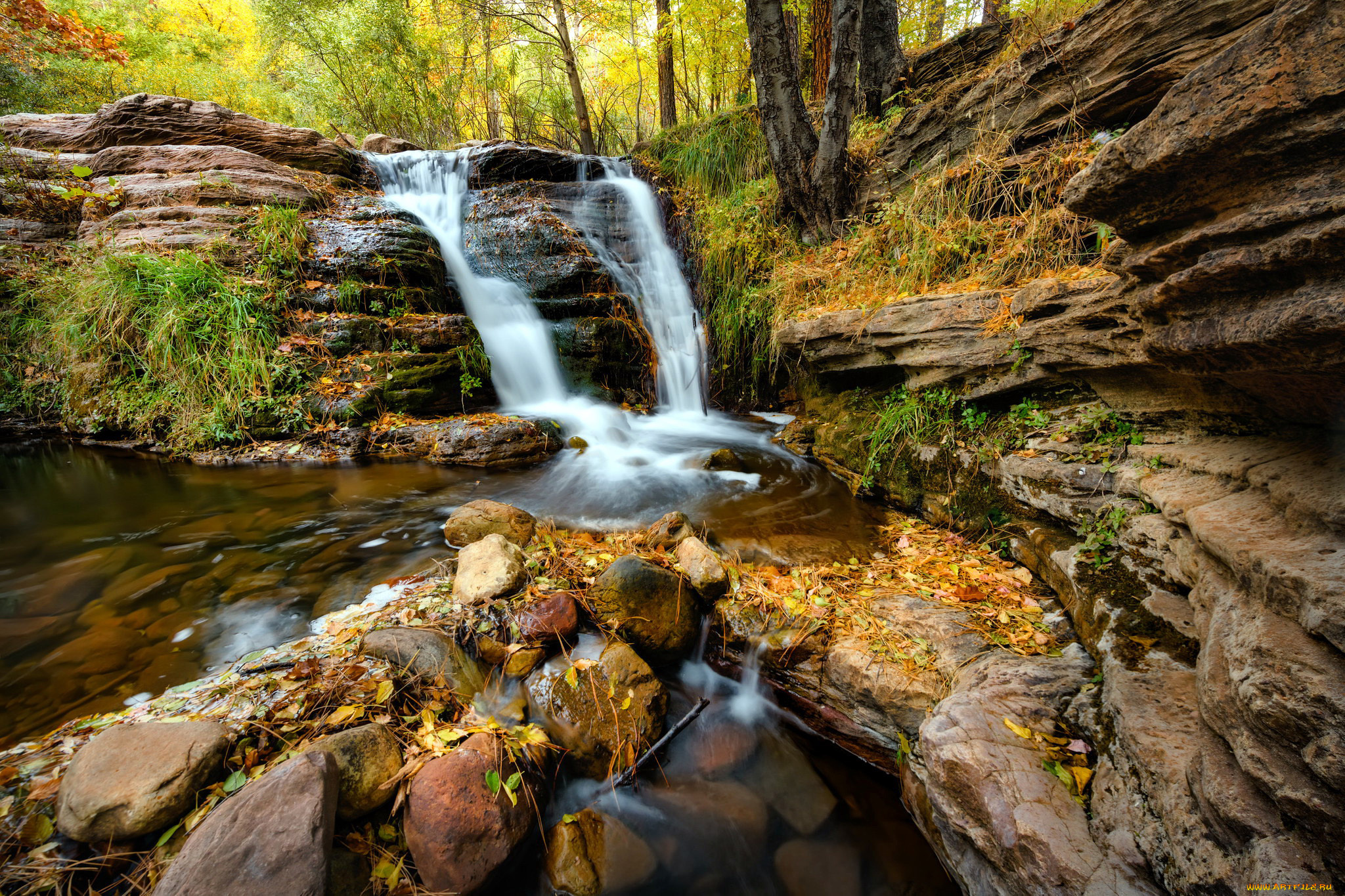 природа, водопады, поток, водопад, вода