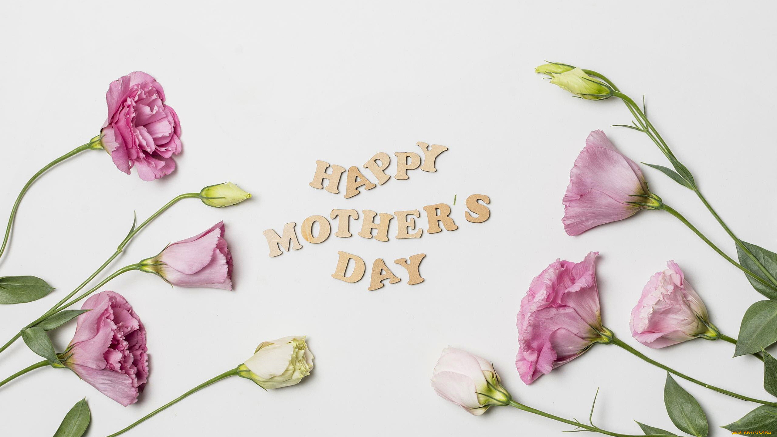 праздничные, день, матери, эустома, надпись