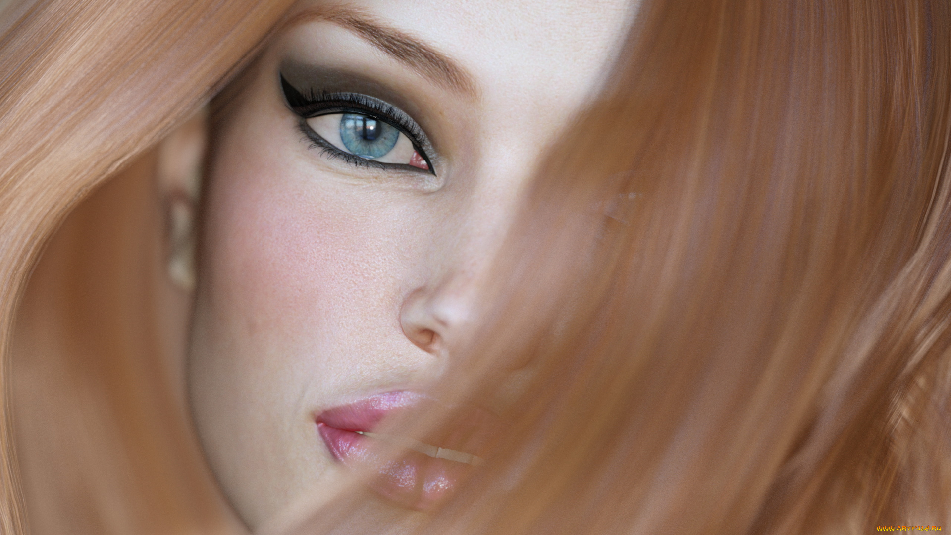 3д, графика, портрет, , portraits, девушка, фон, взгляд, волосы