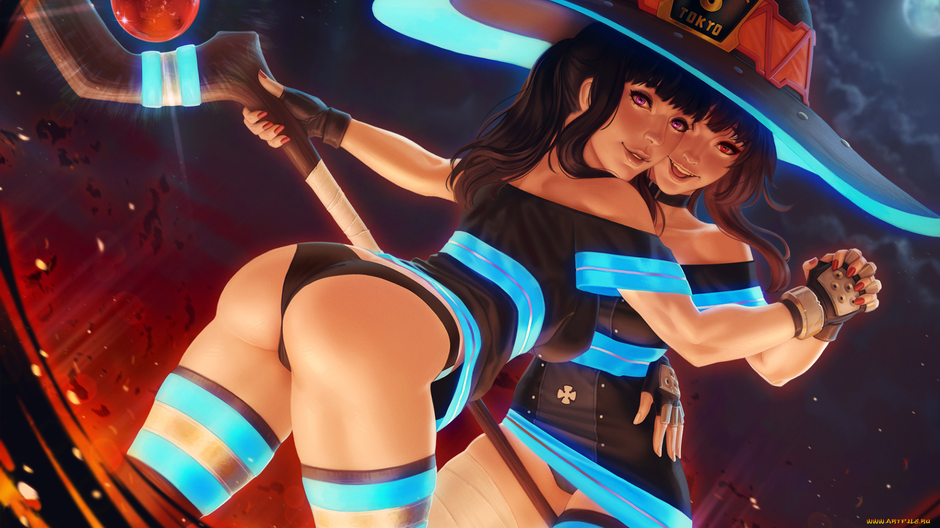 аниме, unknown, , другое, , девушки, фон, взгляд, униформа, улыбка