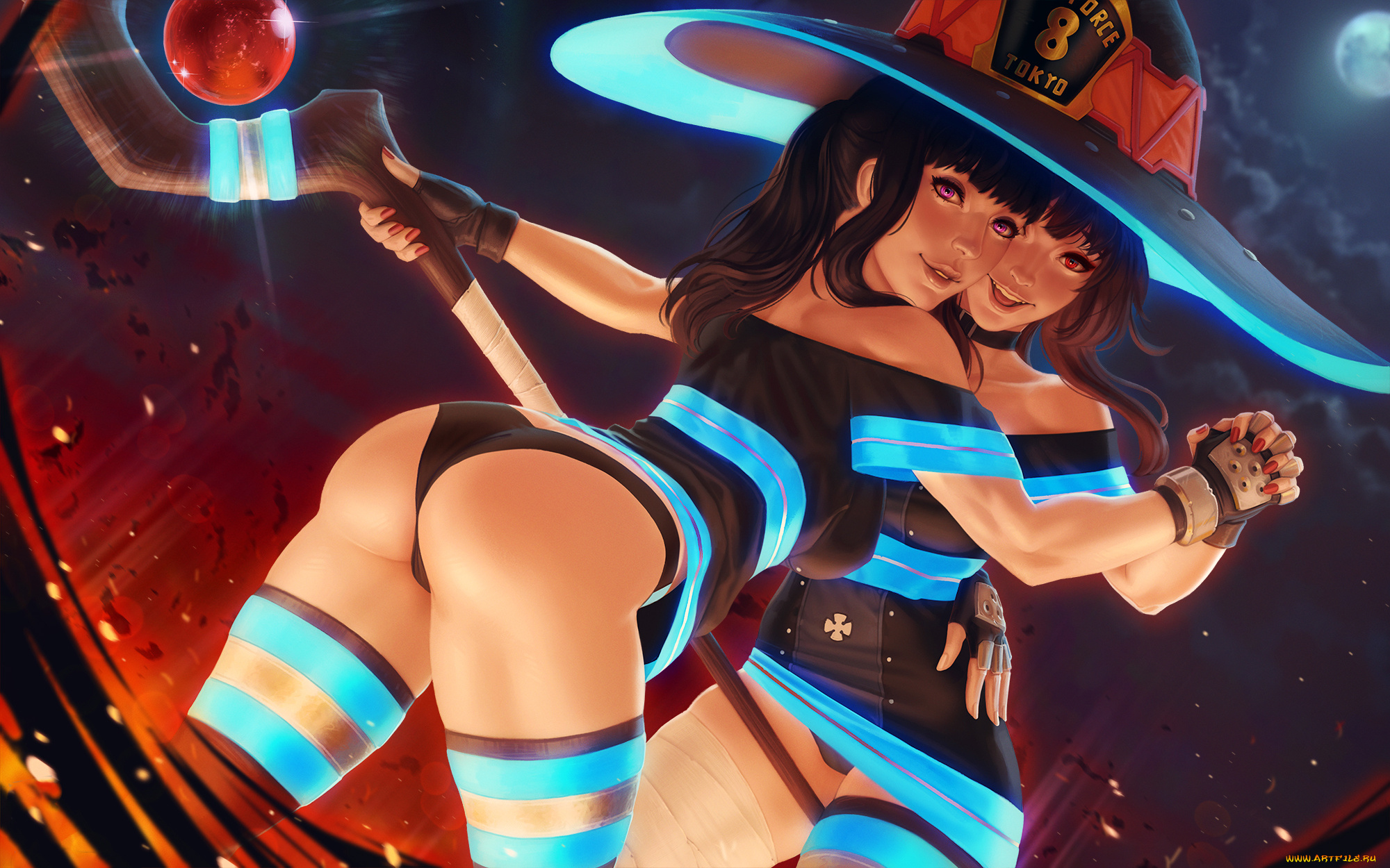 аниме, unknown, , другое, , девушки, фон, взгляд, униформа, улыбка