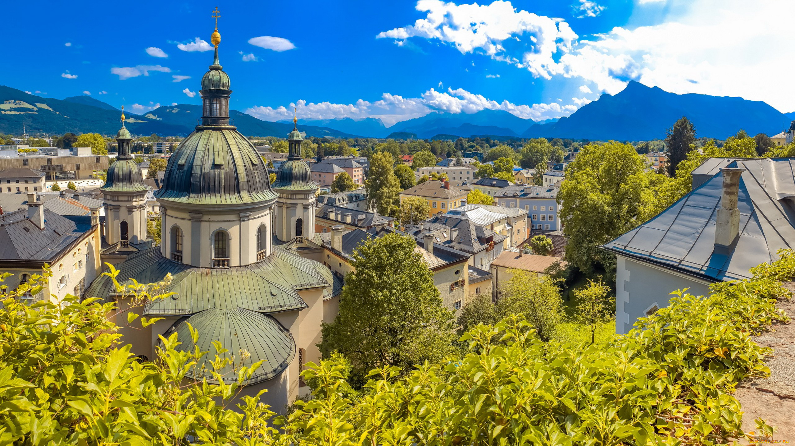 города, зальцбург, , австрия, панорама