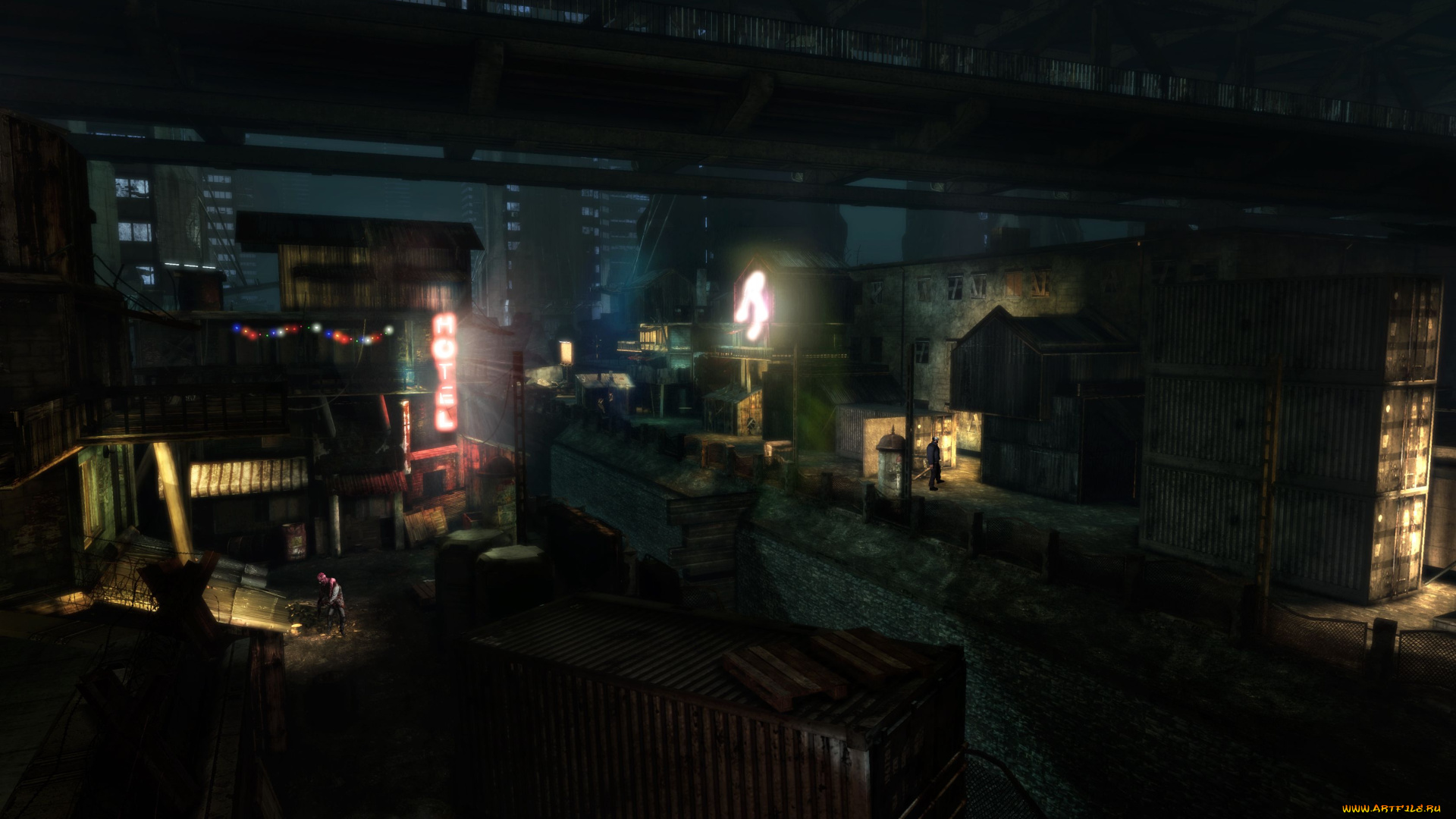 видео, игры, afterfall, , insanity, люди, двор, дома, контейнеры