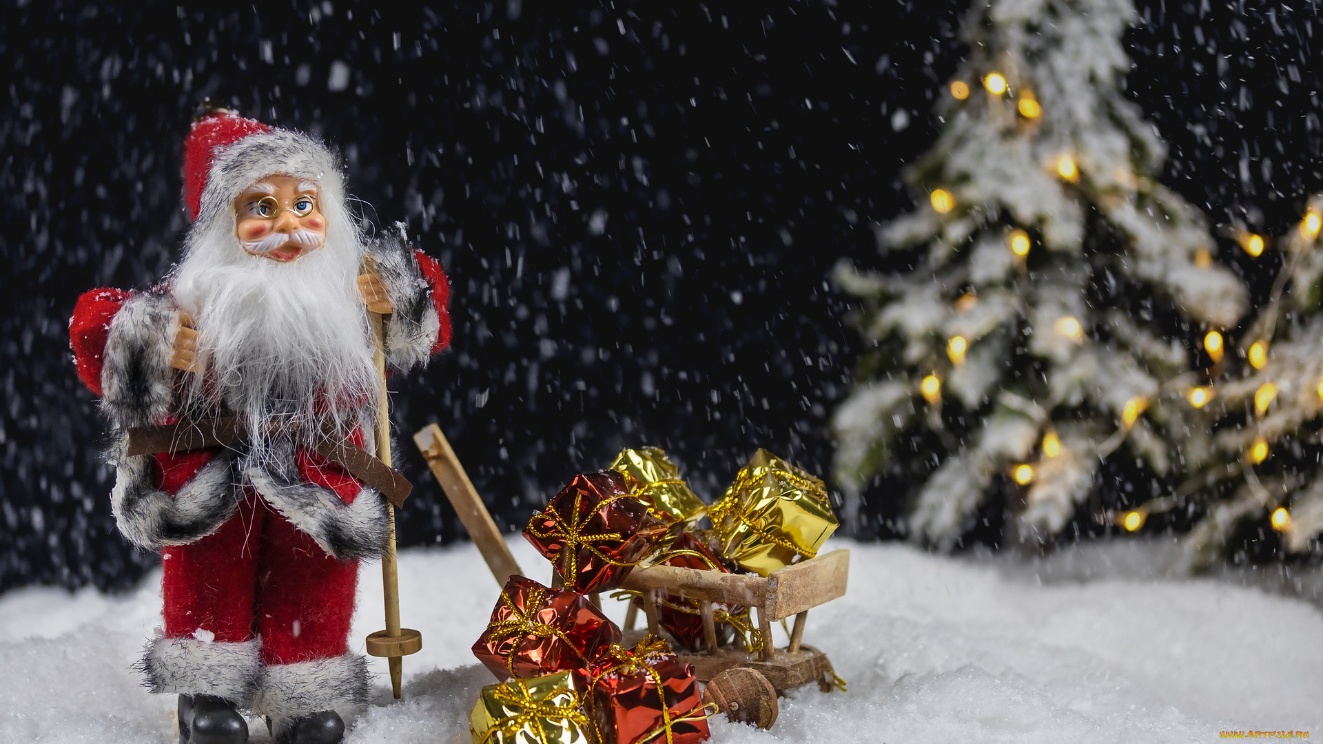 праздничные, дед, мороз, , санта, клаус, игрушечный, санта, елка, подарки