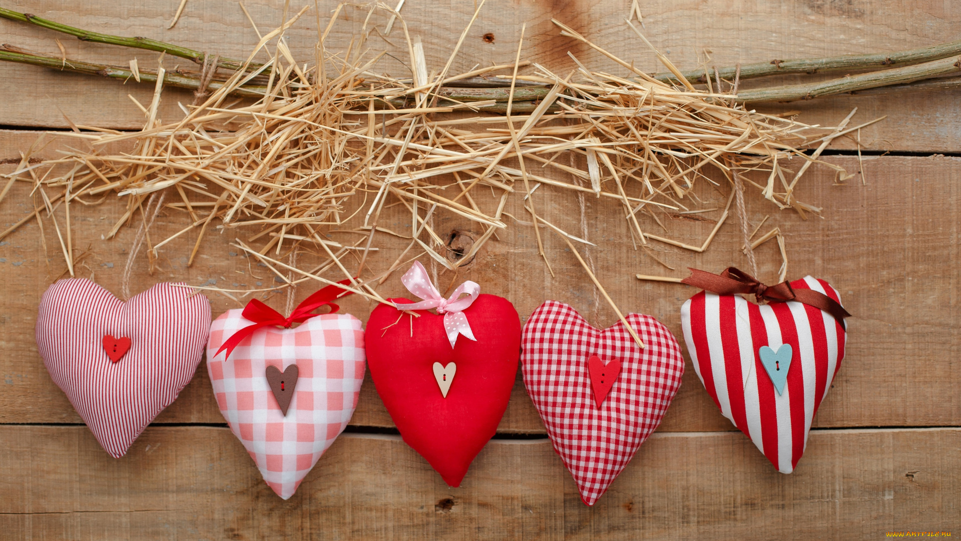 праздничные, день, святого, валентина, , сердечки, , любовь, солома, сердечки