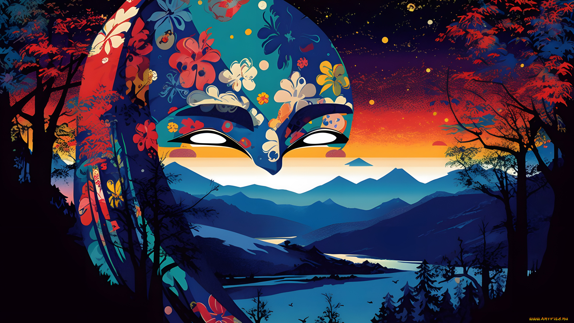 рисованное, абстракция, маска