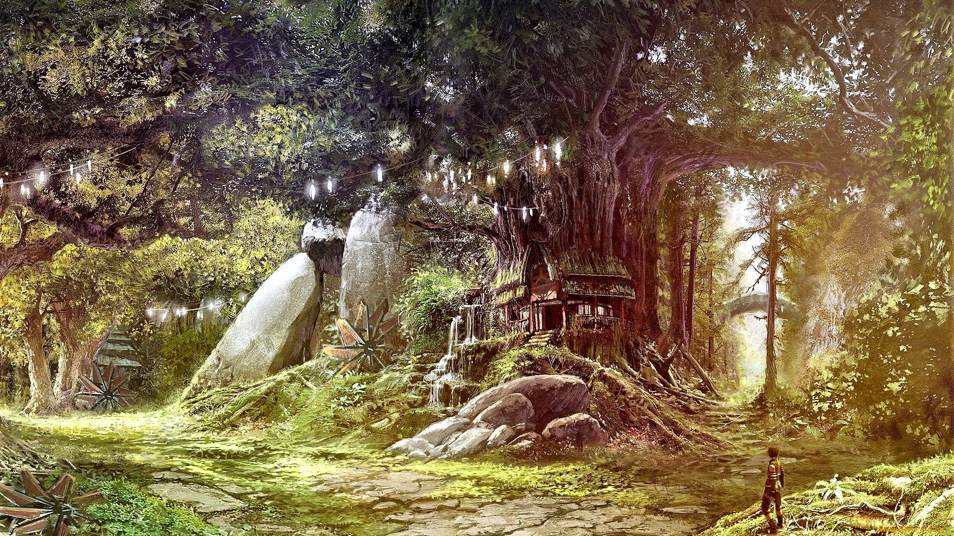 видео, игры, aion, , the, tower, of, eternity, человек, лес, дома