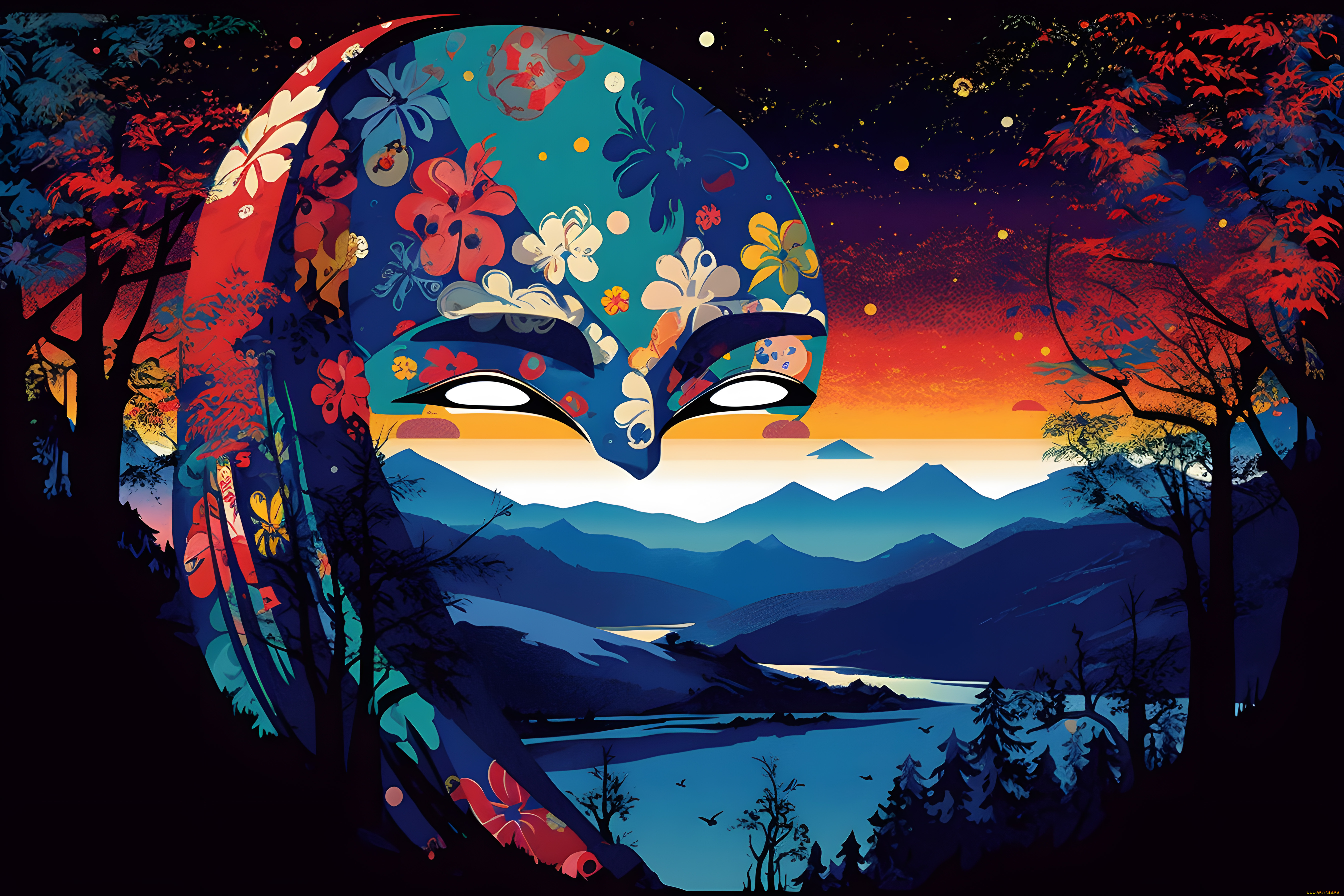 рисованное, абстракция, маска