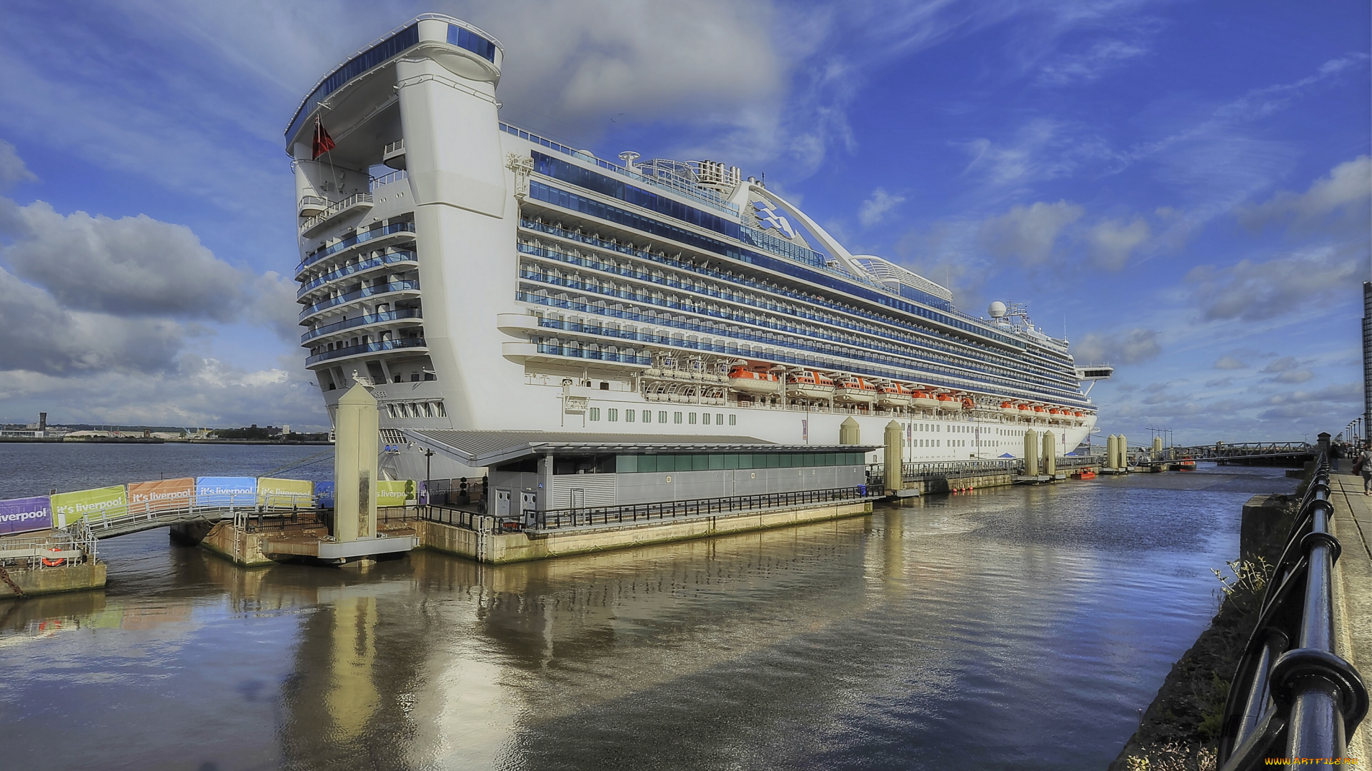 caribbean, princess, корабли, лайнеры, лайнер, корма, причал