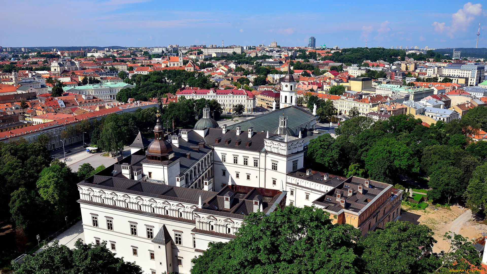 города, вильнюс, литва, панорама