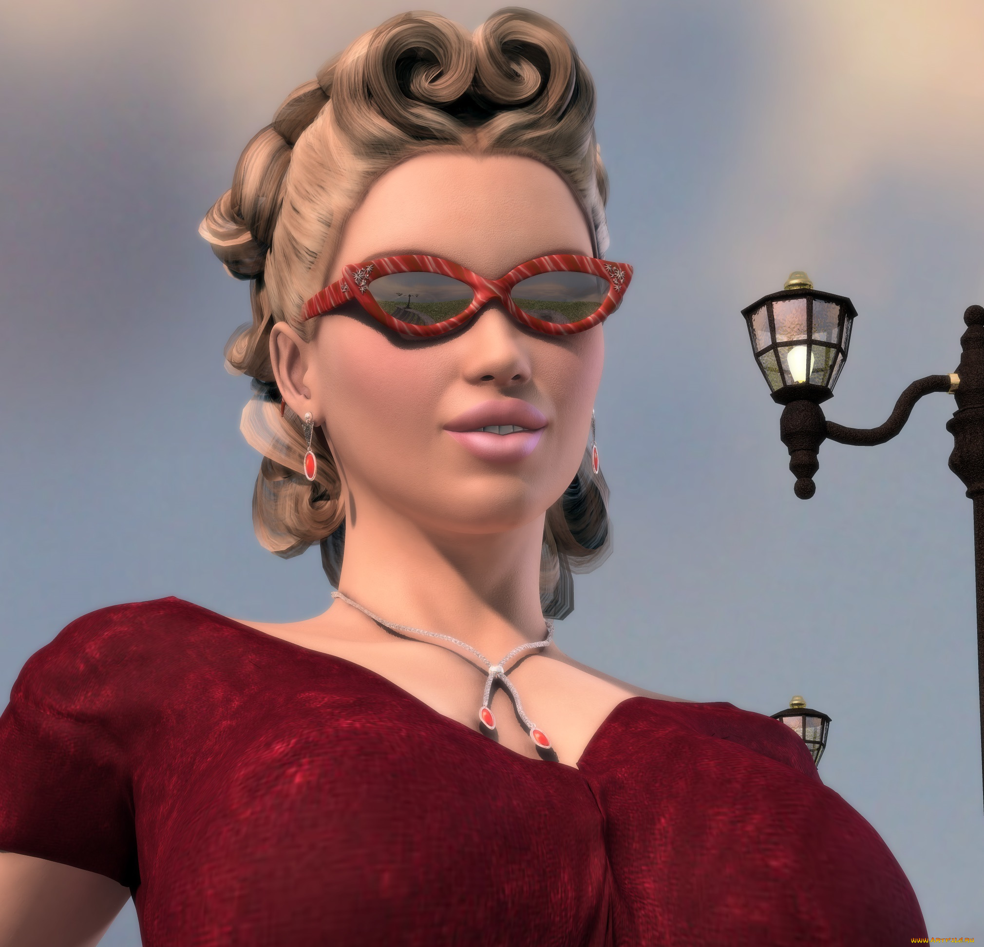 3д, графика, люди, , people, девушка, взгляд, очки