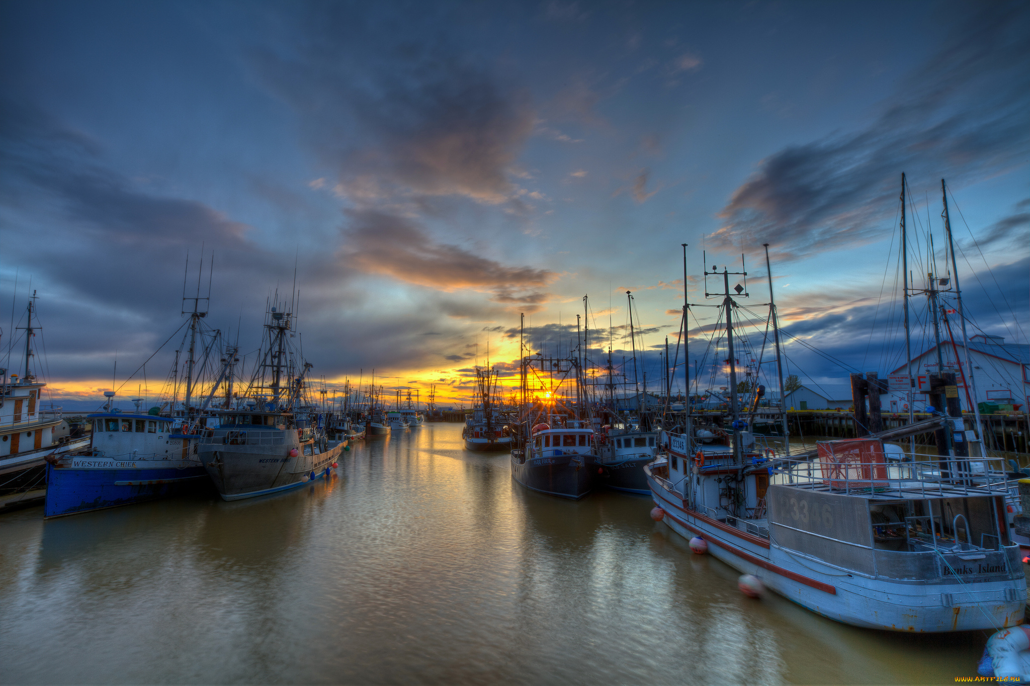 корабли, порты, , , причалы, суда, закат, гавань