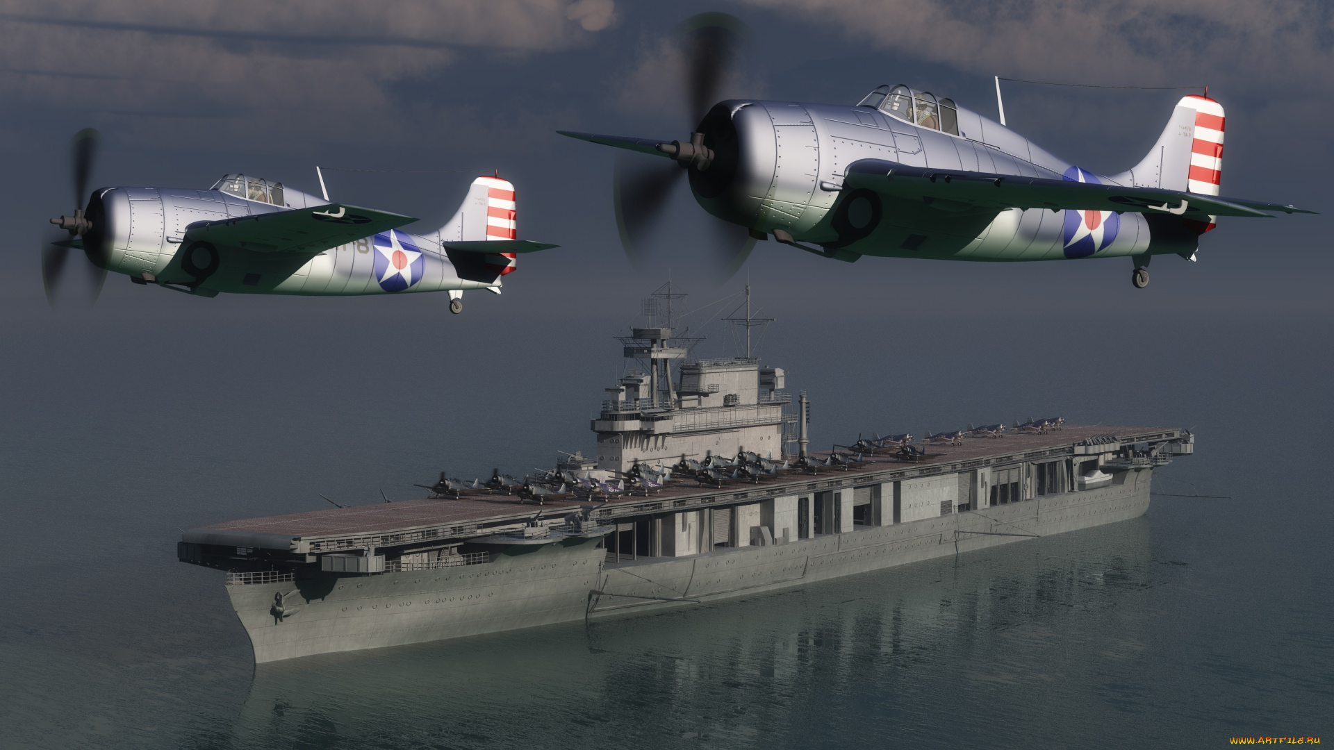 3д, графика, армия, , military, авианосец, море, полет, самолеты