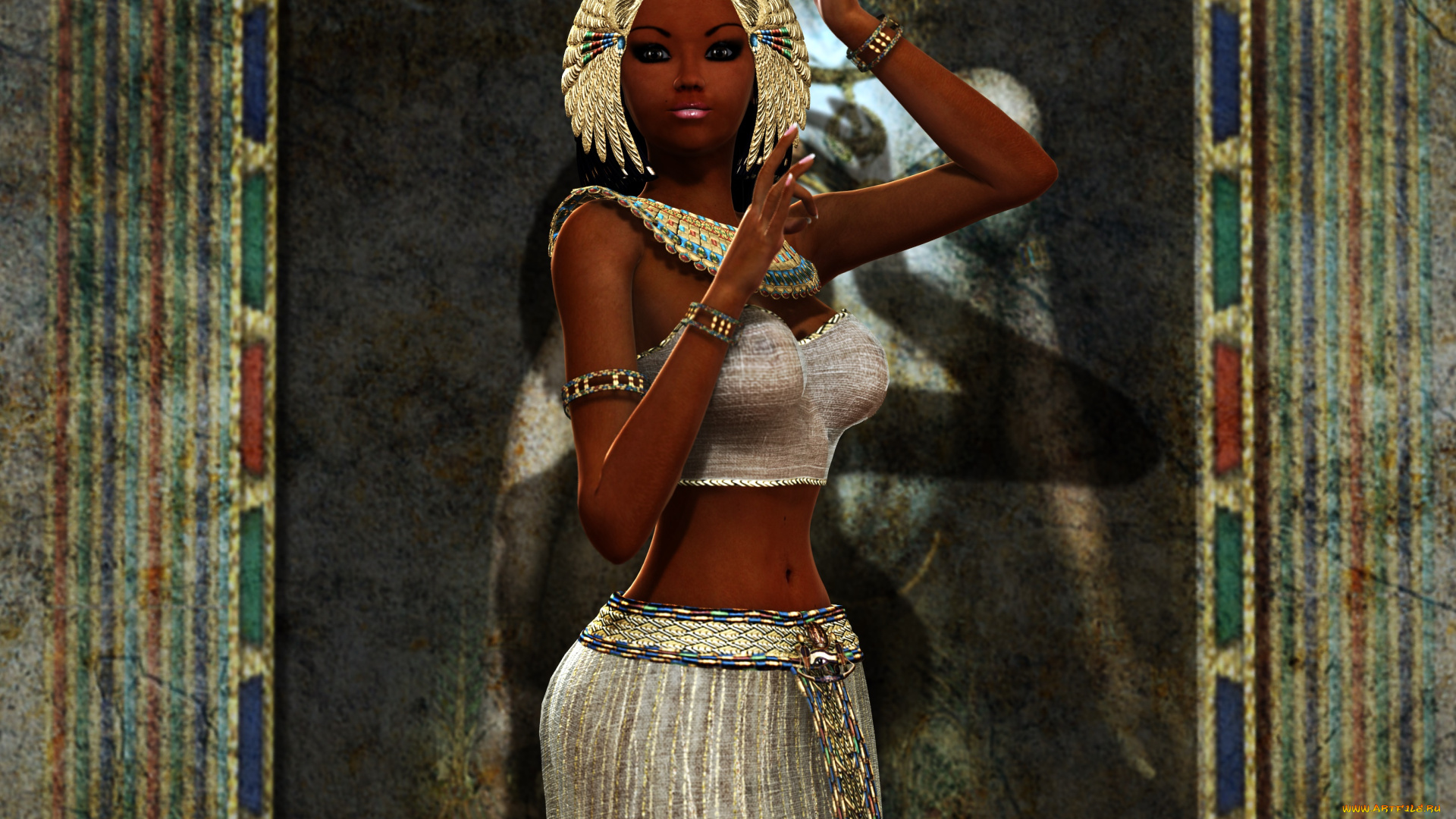 3д, графика, история, , history, египтянка, фон, взгляд, девушка