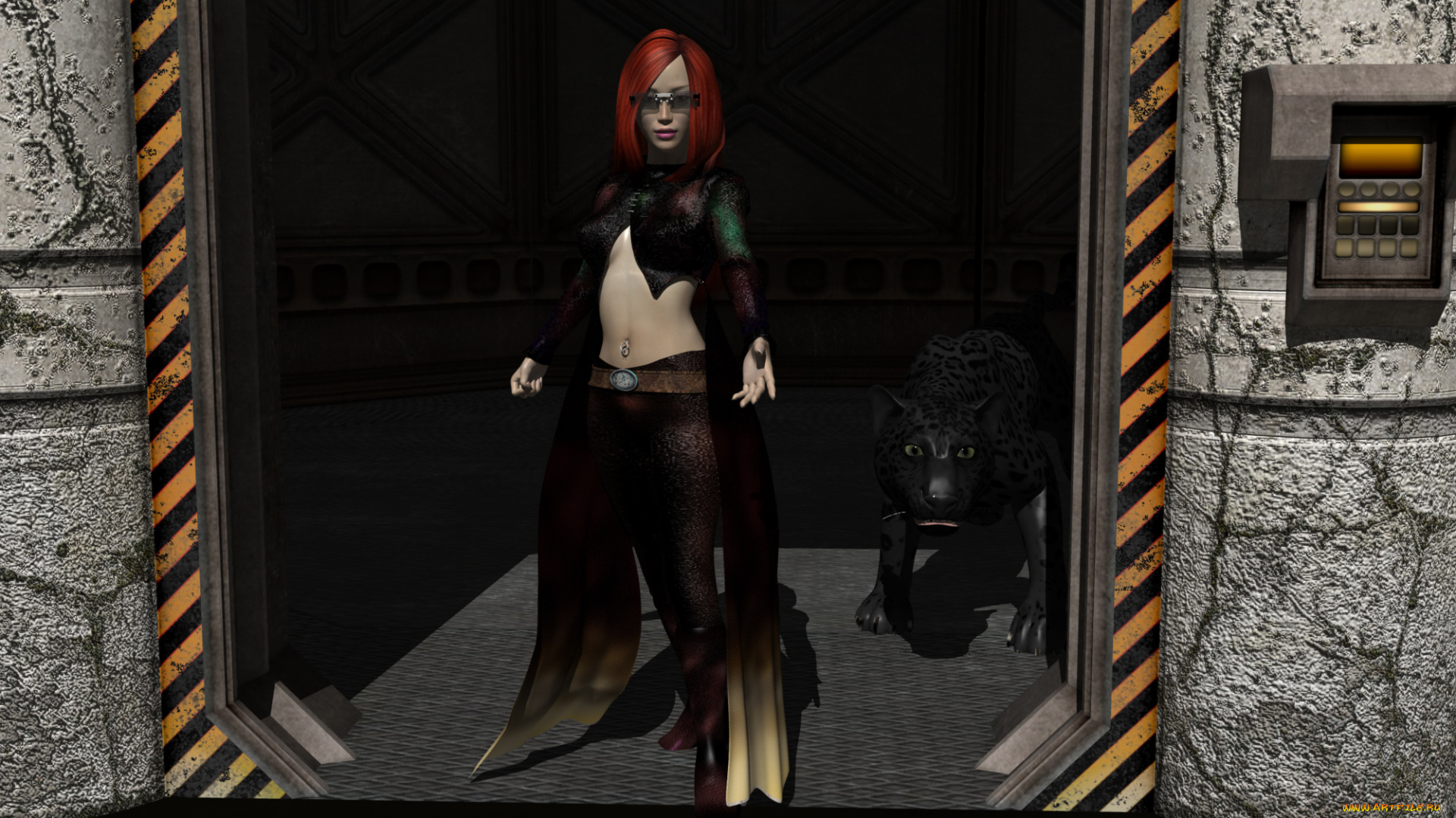 3д, графика, люди, , people, рыжая, фон, взгляд, девушка