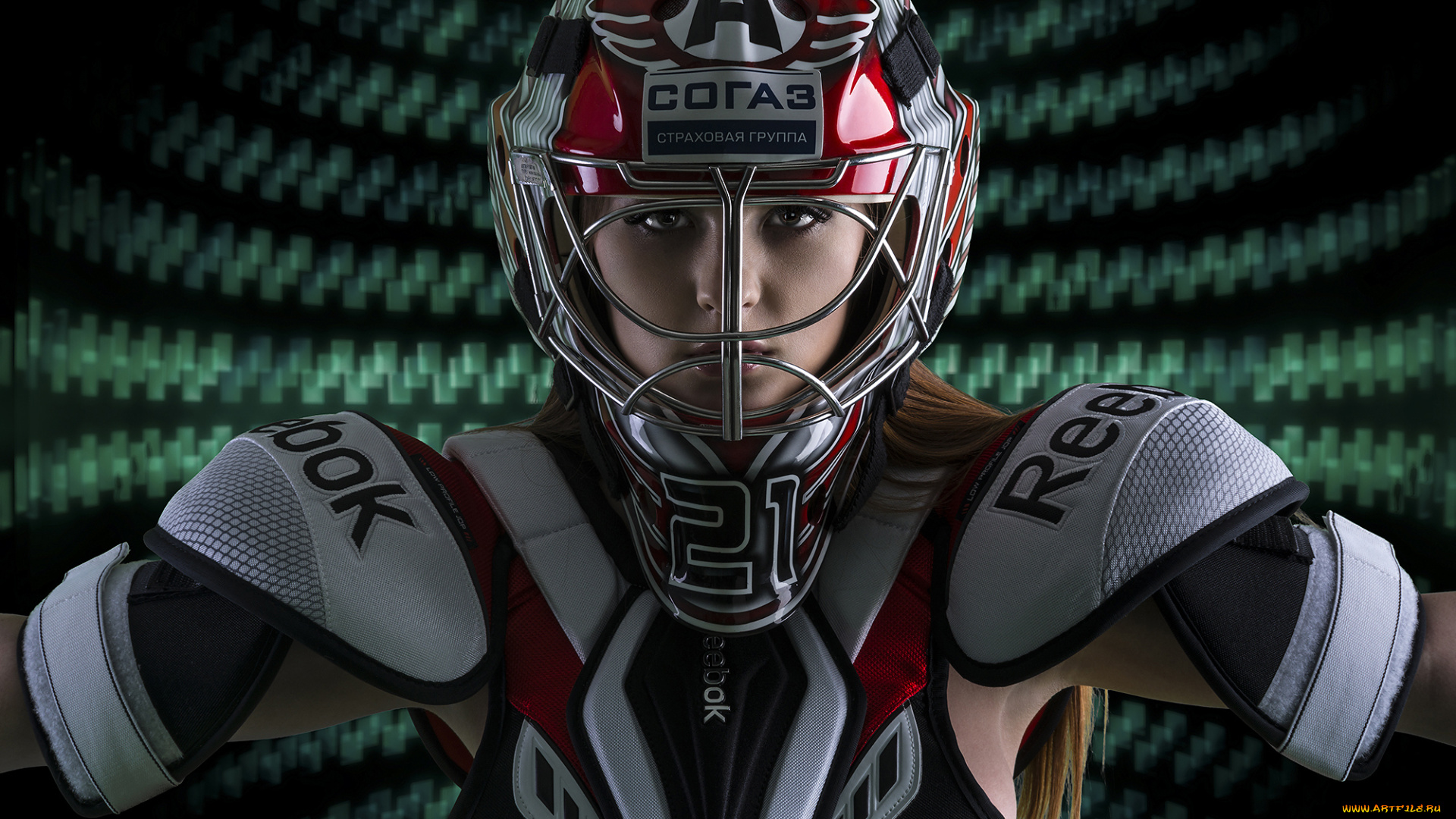 спорт, американский, футбол, взгляд, девушка, лицо, форма, игрок, шлем