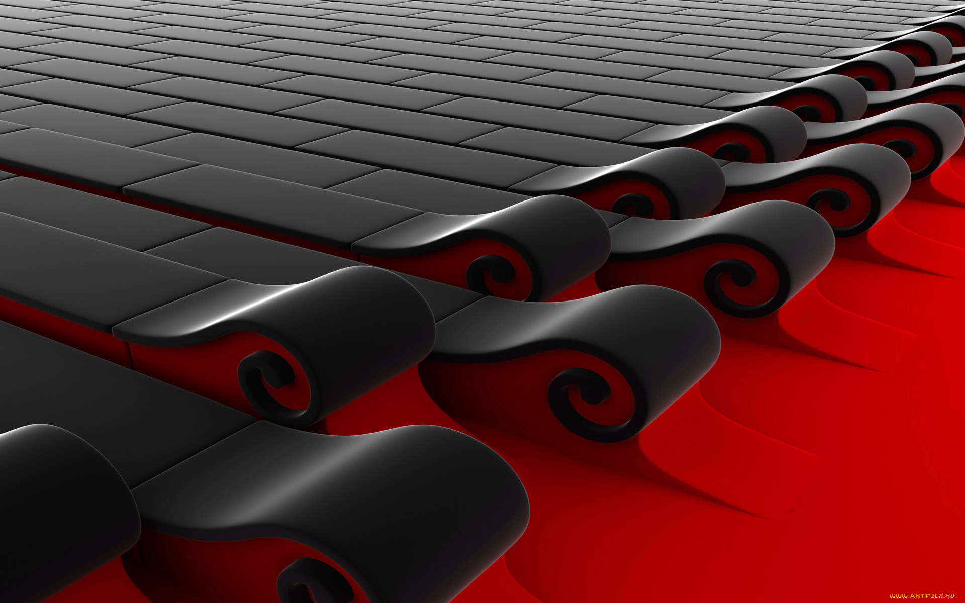 3д, графика, абстракция, , abstract, волны, покрытие, плитка