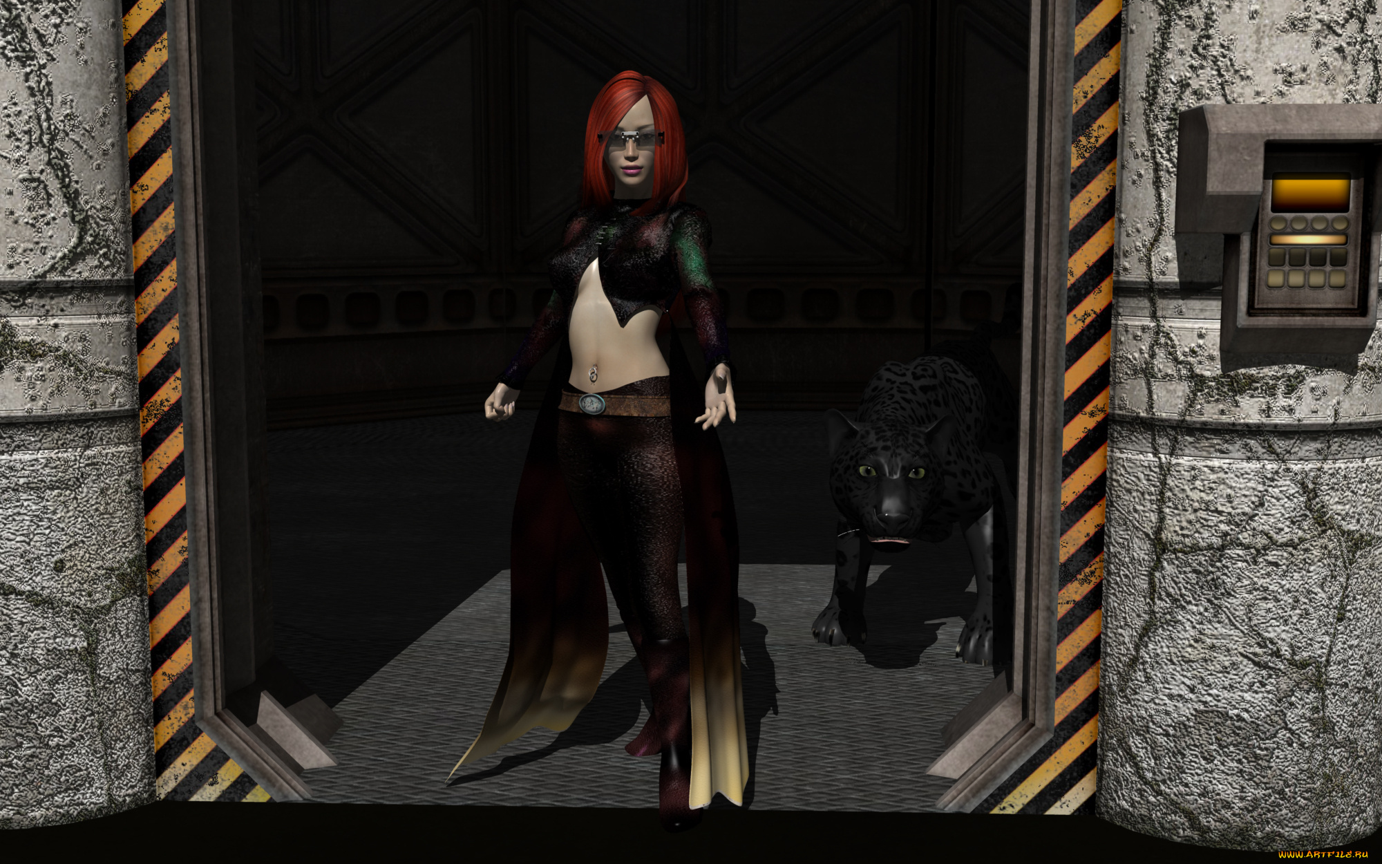 3д, графика, люди, , people, рыжая, фон, взгляд, девушка