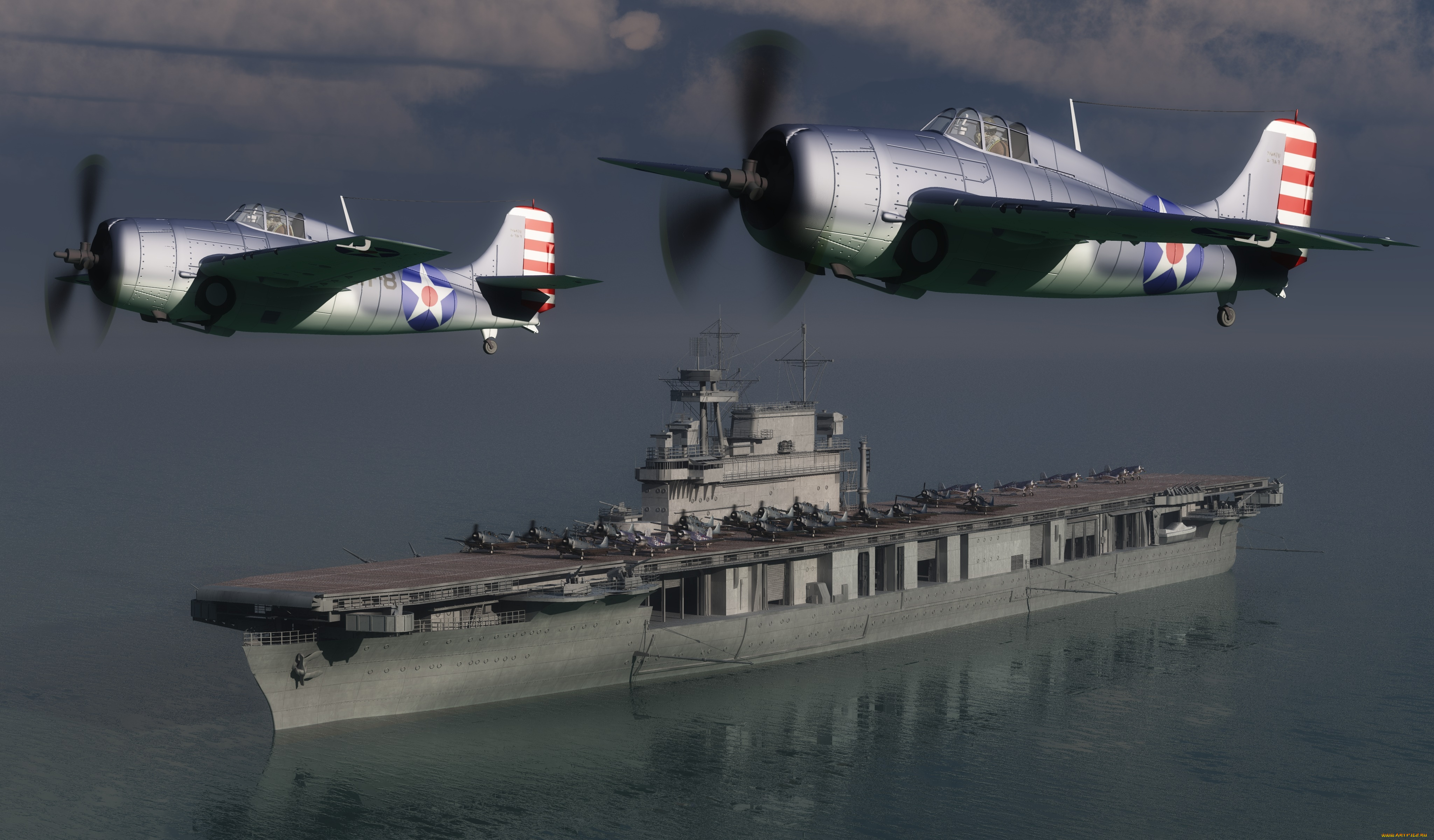 3д, графика, армия, , military, авианосец, море, полет, самолеты