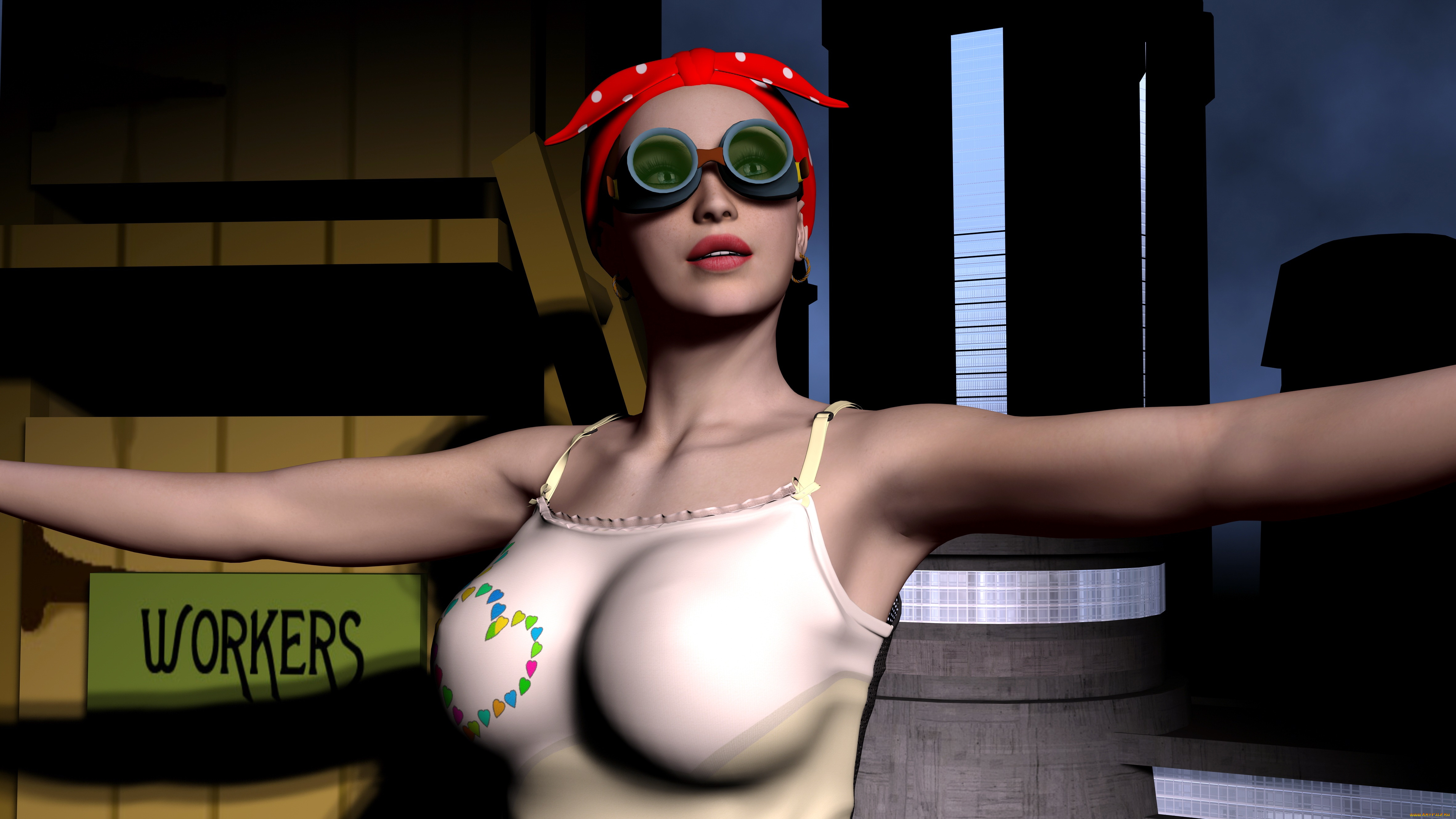 3д, графика, люди, , people, взгляд, девушка, очки, фон