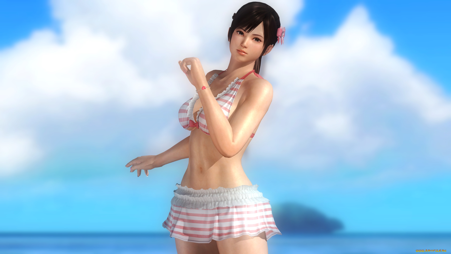 3д, графика, аниме, , anime, девушка, фон, взгляд