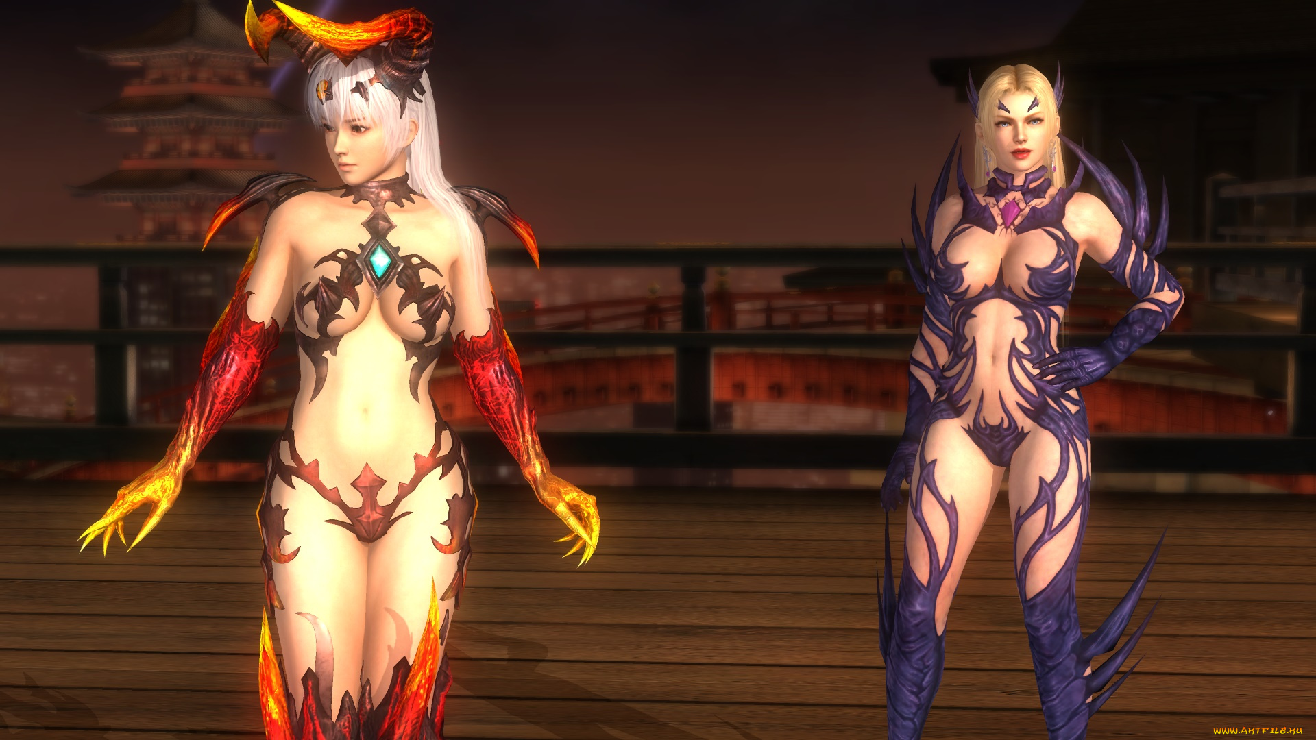 3д, графика, аниме, , anime, девушки, взгляд, фон, поза