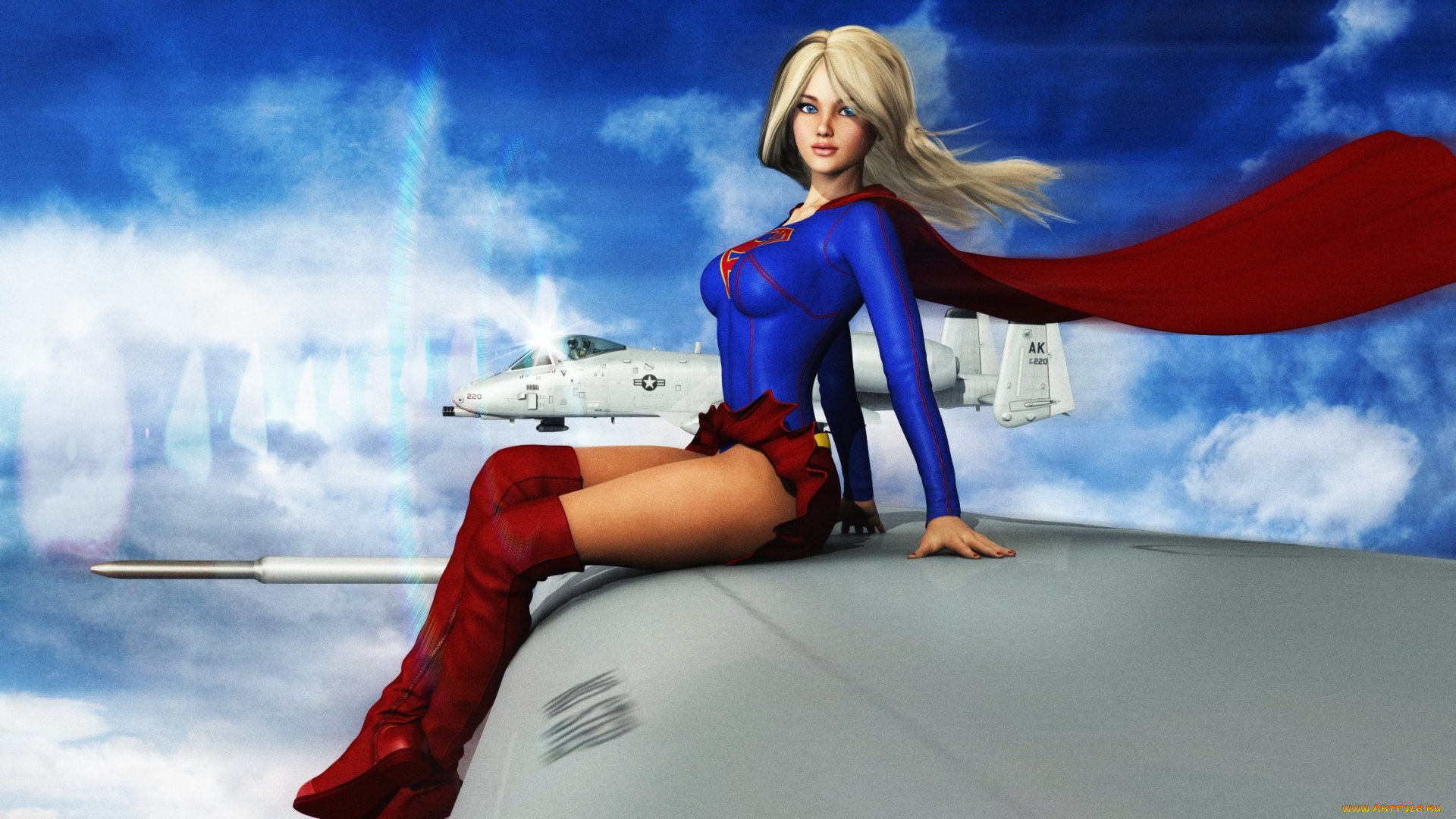 3д, графика, фантазия, , fantasy, девушка, взгляд, фон, супермен