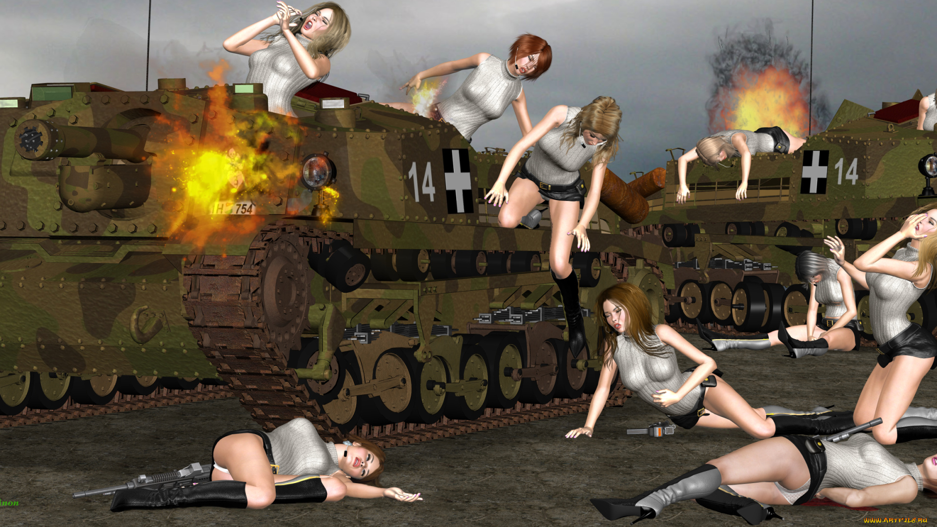 3д, графика, фантазия, , fantasy, фон, взгляд, девушки, кровь, оружие