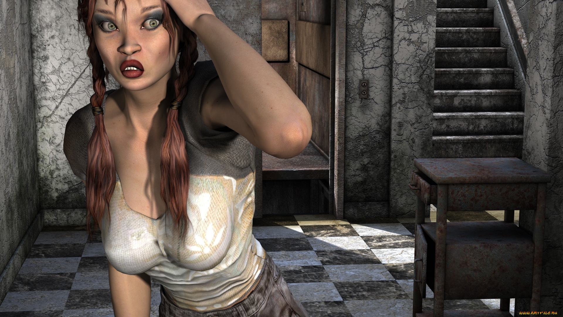 3д, графика, люди, , people, взгляд, девушка, фон