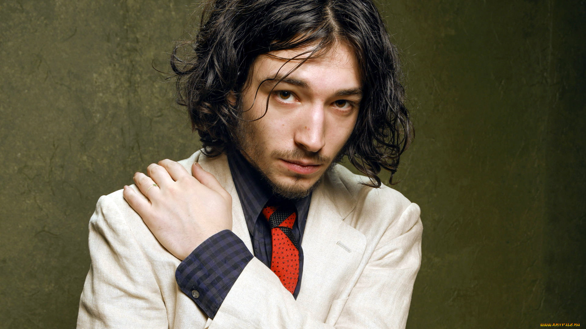 ezra, miller, мужчины, галстук, бородка, усики