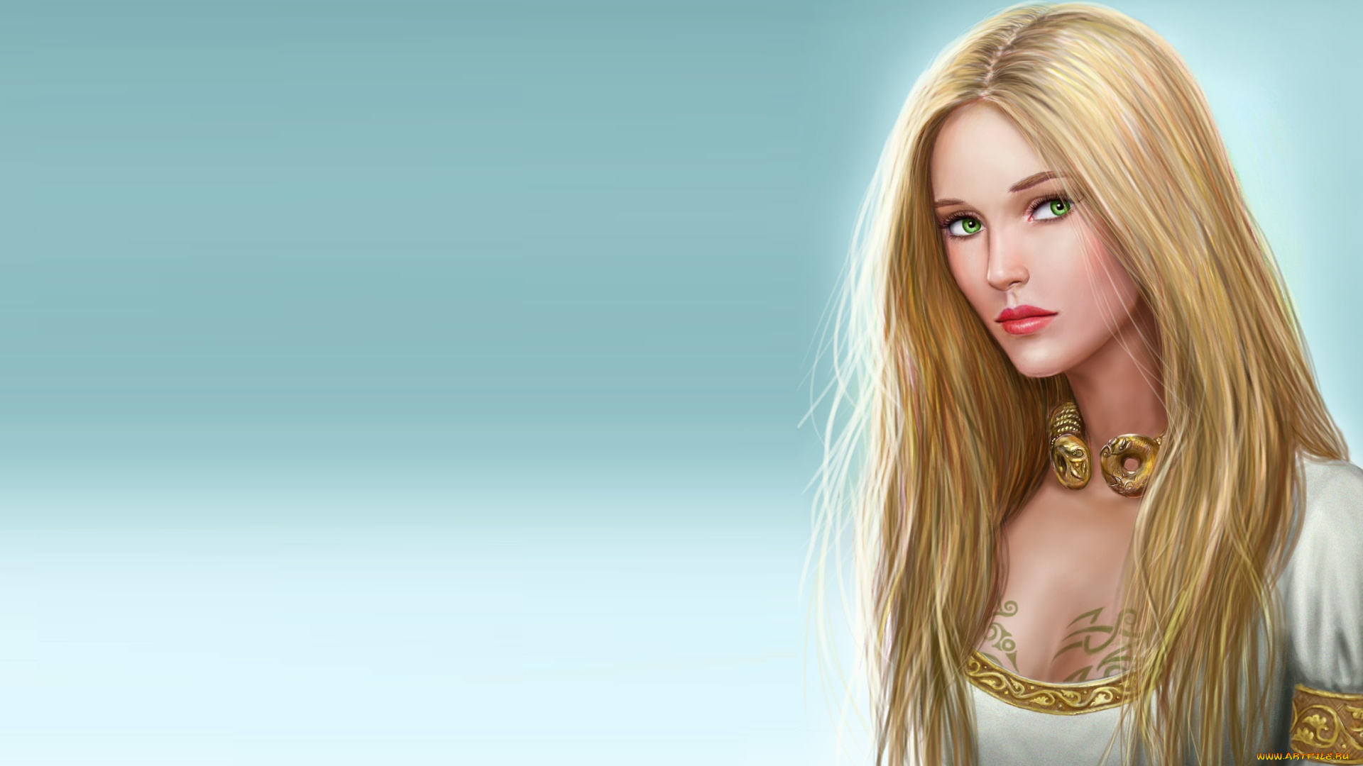 рисованное, люди, арт, славянка, девушка, портрет