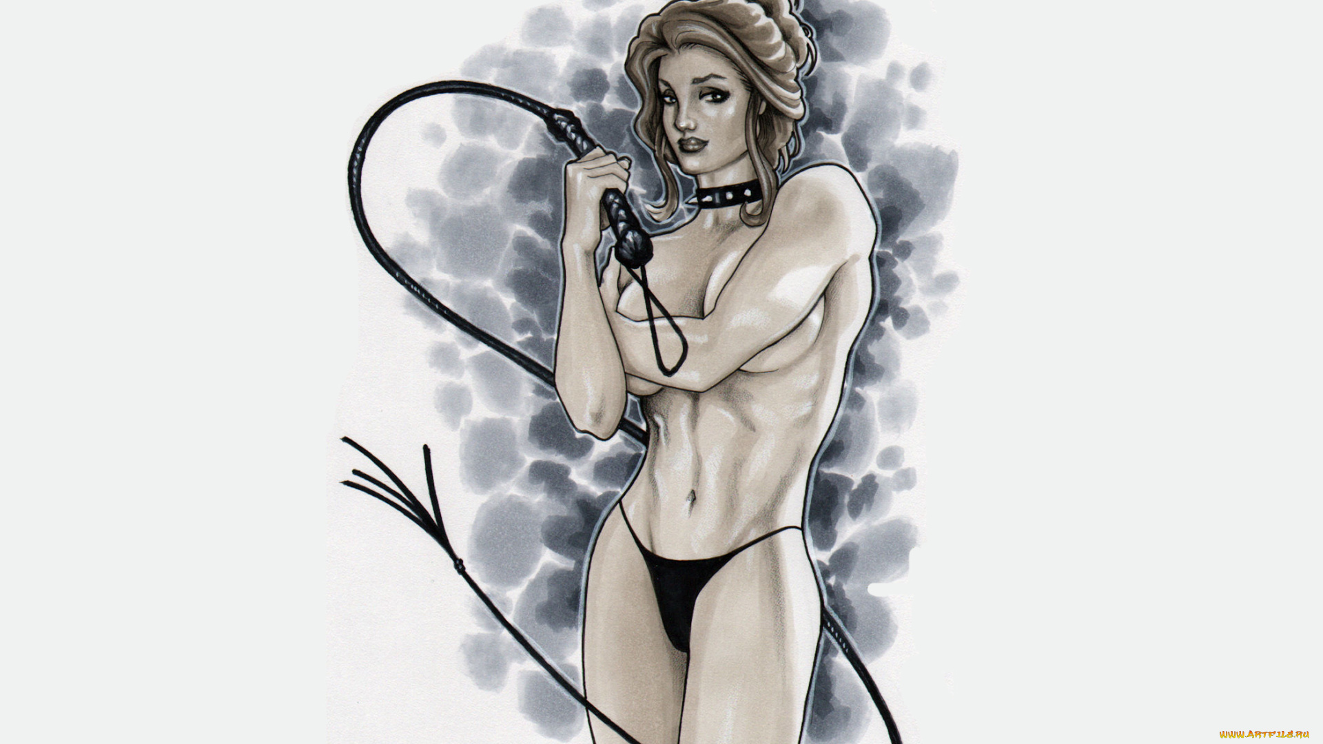 рисованное, люди, плеть, взгляд, фон, девушка