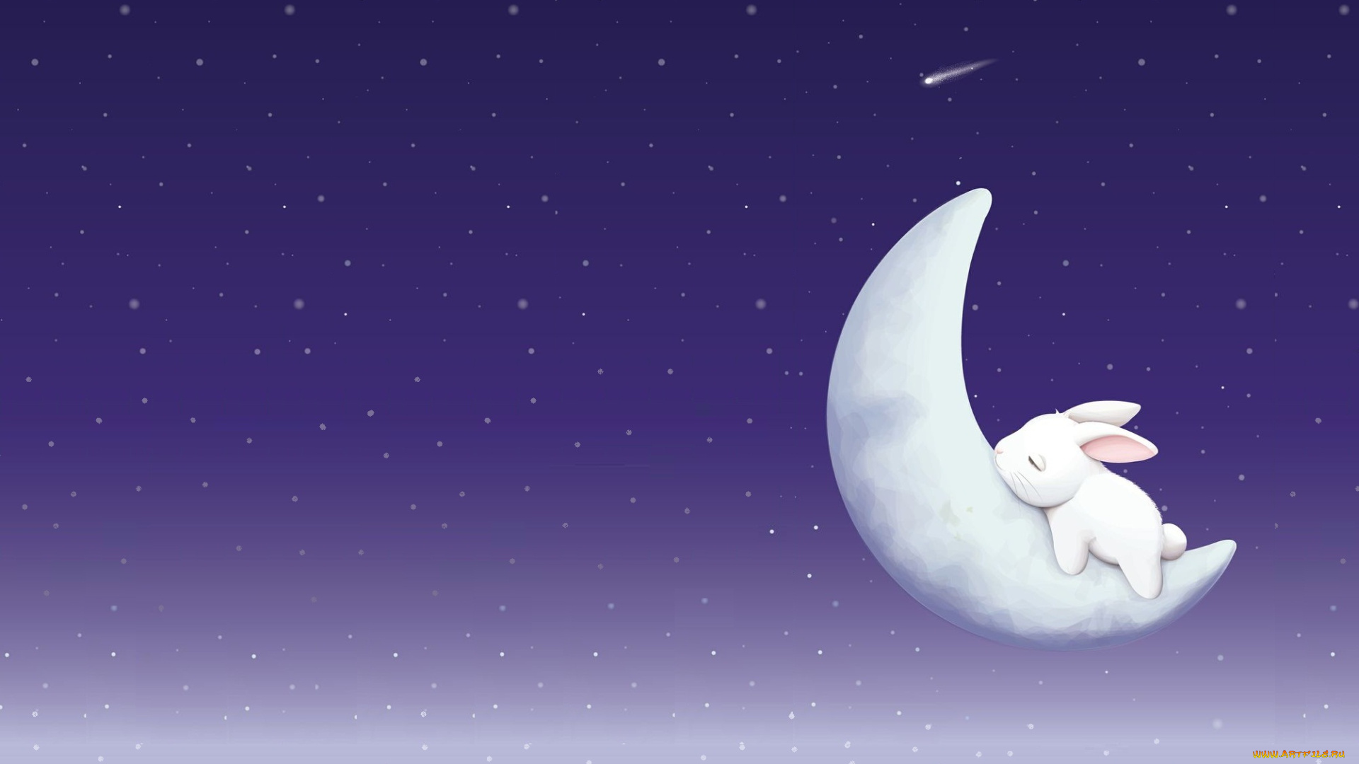 рисованное, минимализм, месяц, ночь, зайка