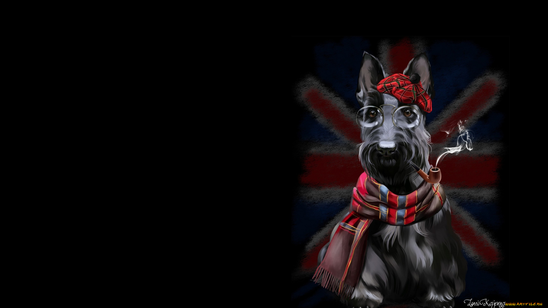 рисованное, животные, , собаки, собака, шерлок, детская, минимализм, арт, lorri, kajenna, трубка, терьер, кепка, флаг