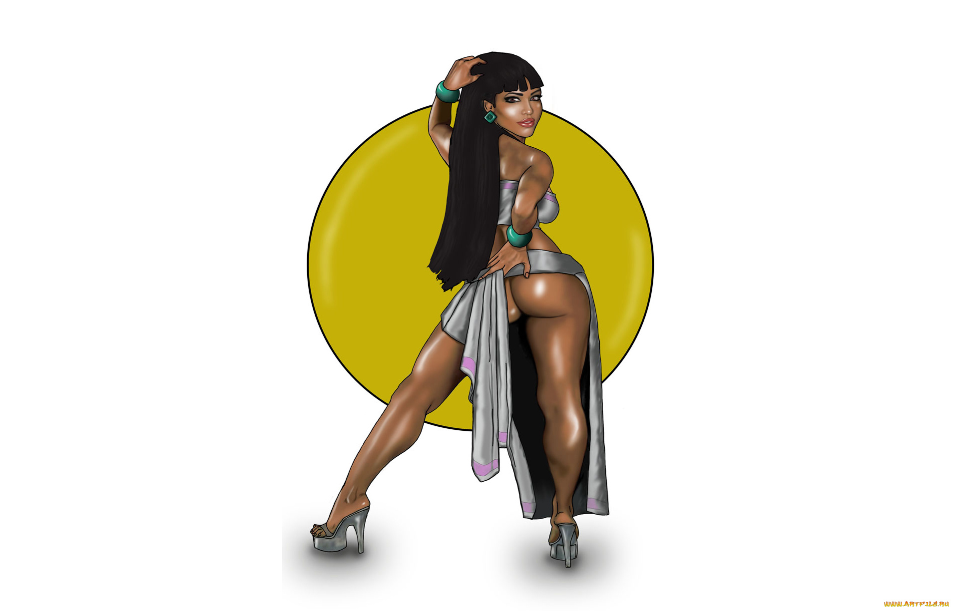 рисованное, люди, фон, взгляд, девушка