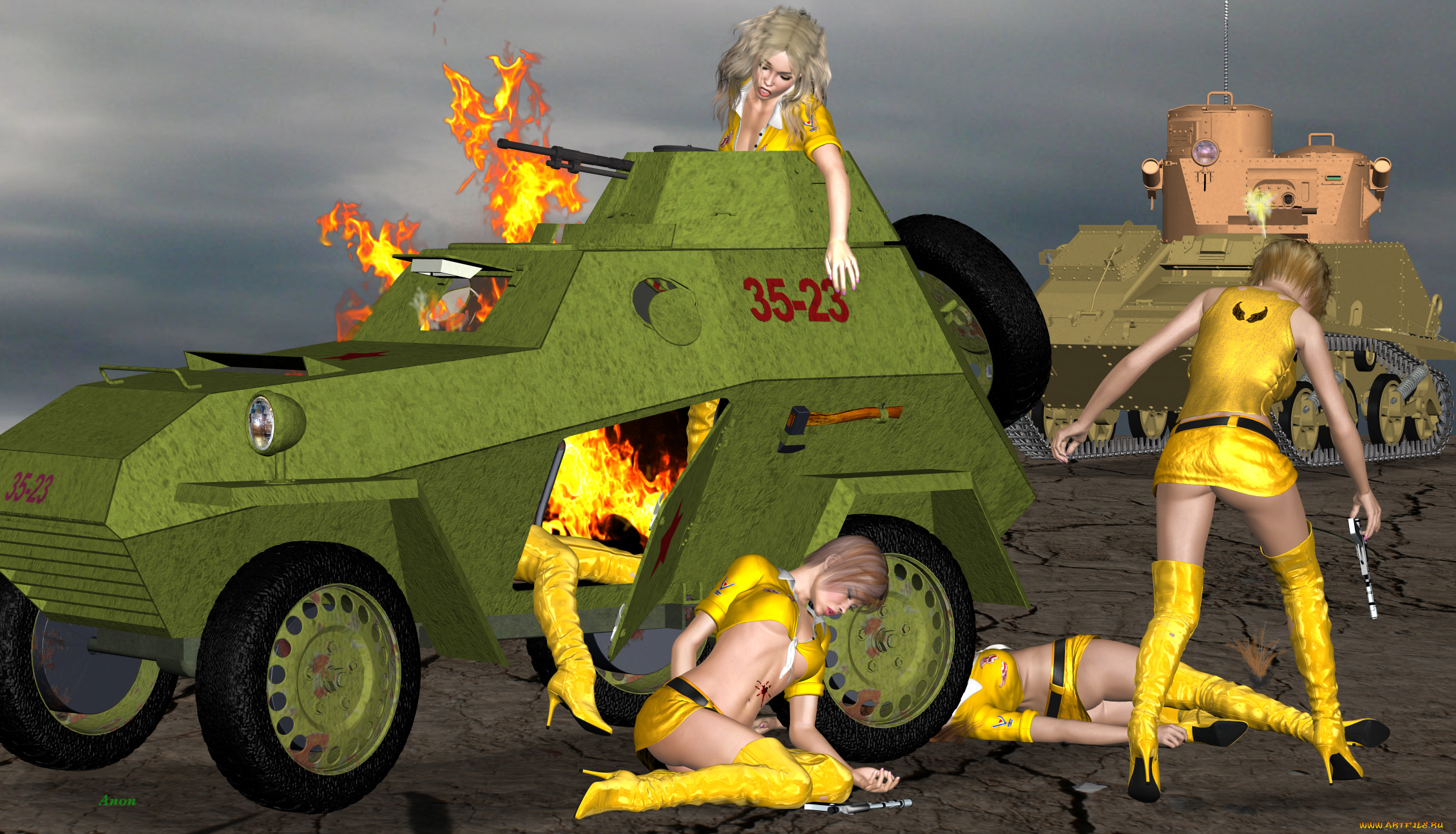 3д, графика, фантазия, , fantasy, взгляд, девушки, оружие, фон, кровь