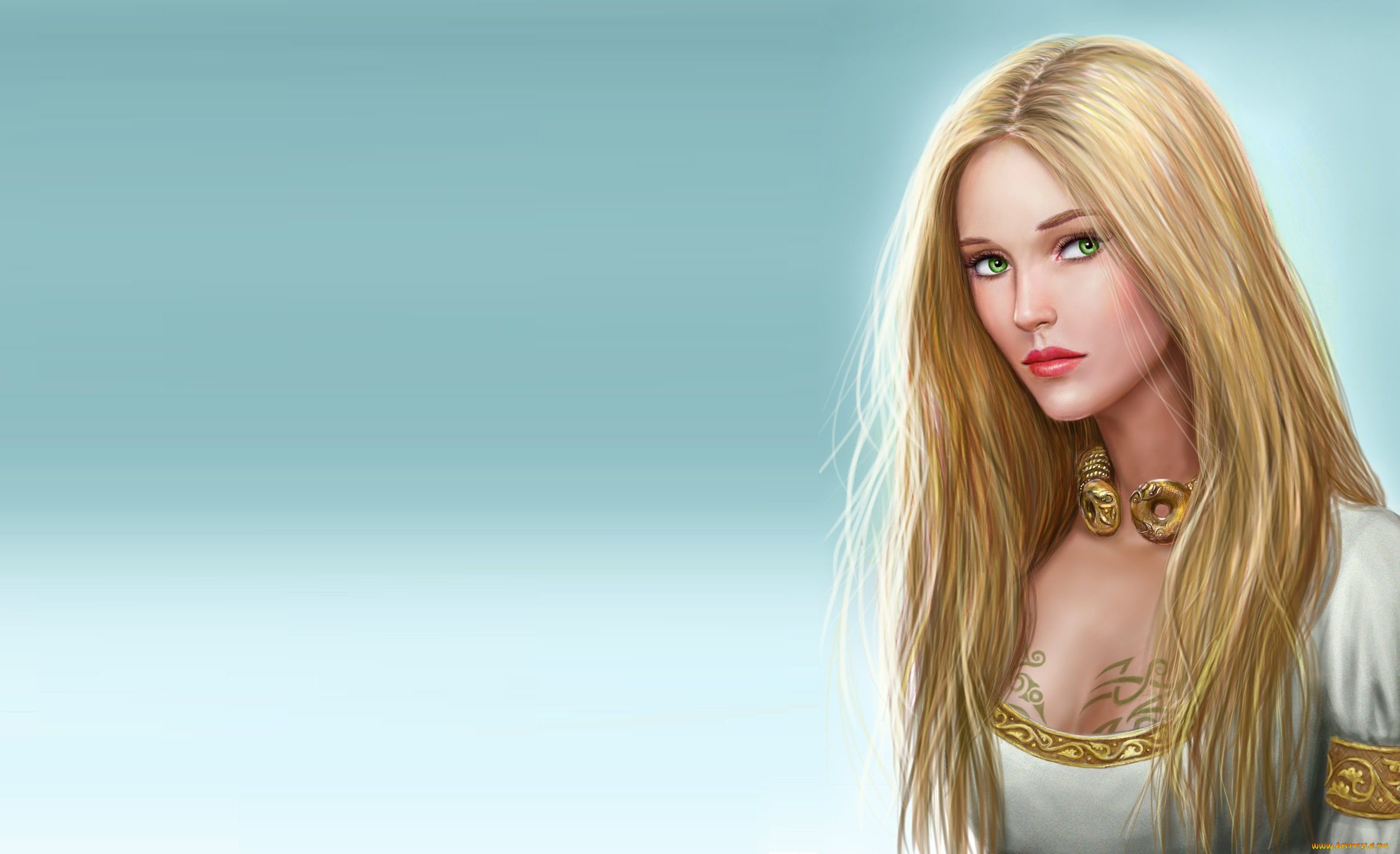 рисованное, люди, арт, славянка, девушка, портрет