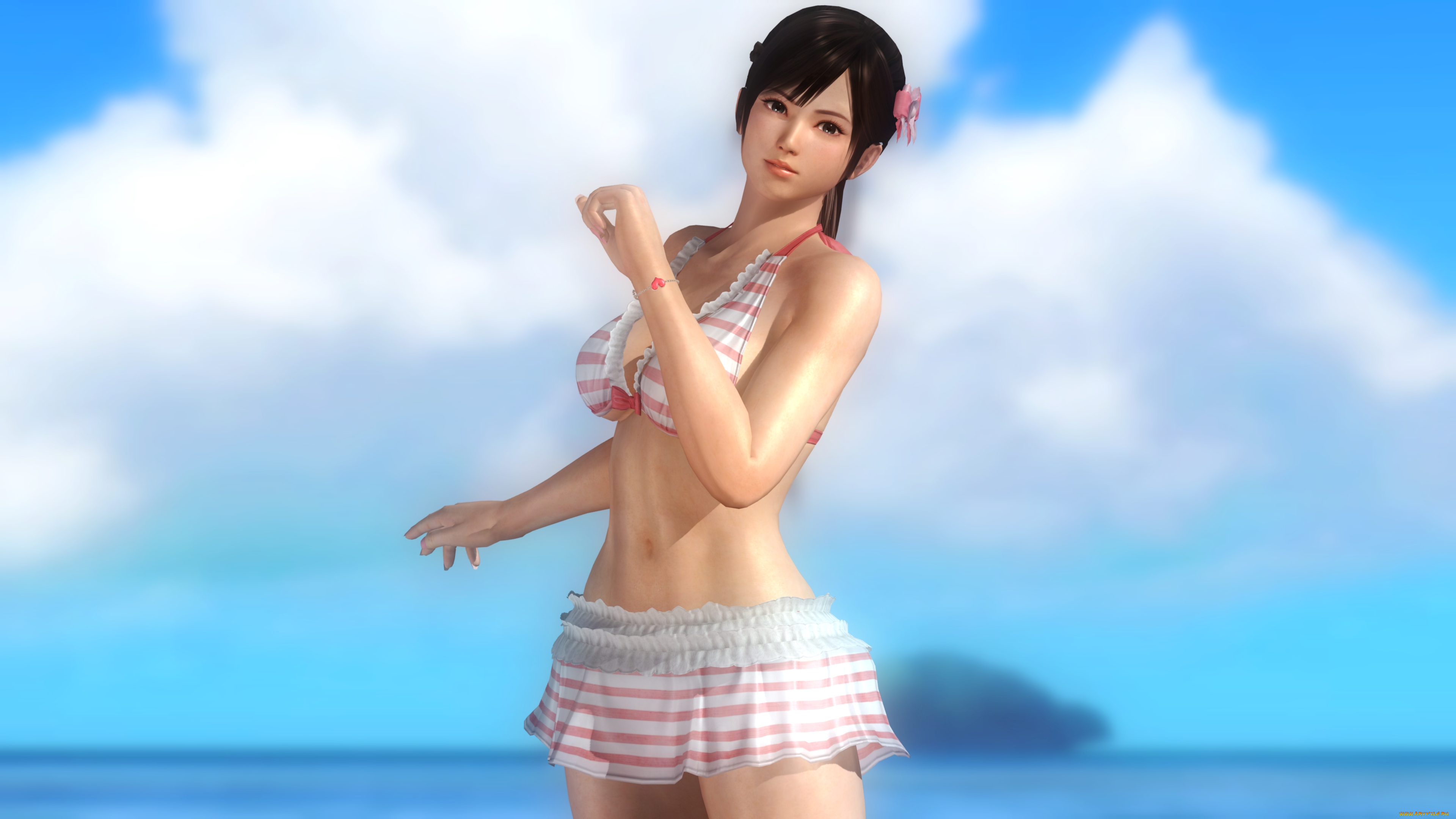 3д, графика, аниме, , anime, девушка, фон, взгляд