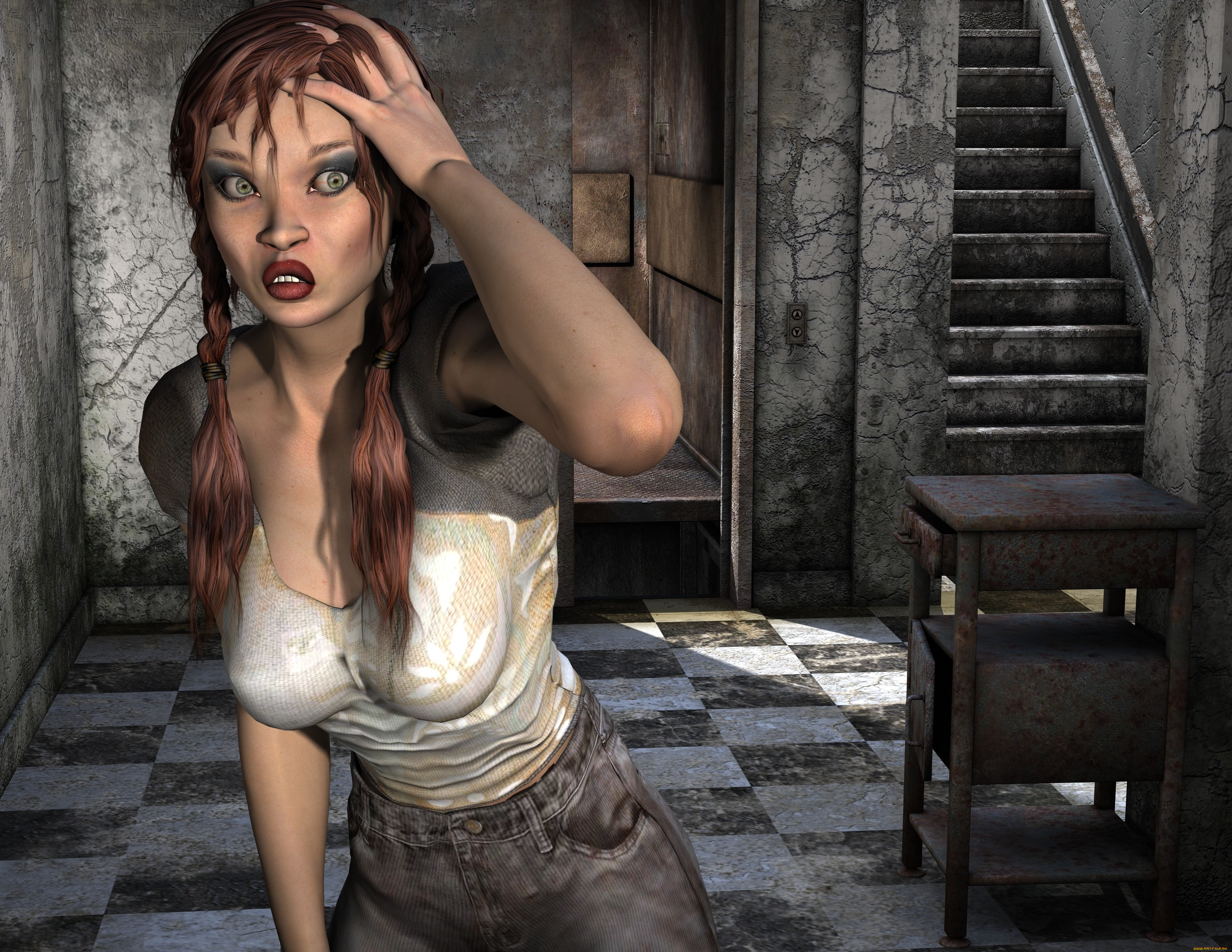 3д, графика, люди, , people, взгляд, девушка, фон