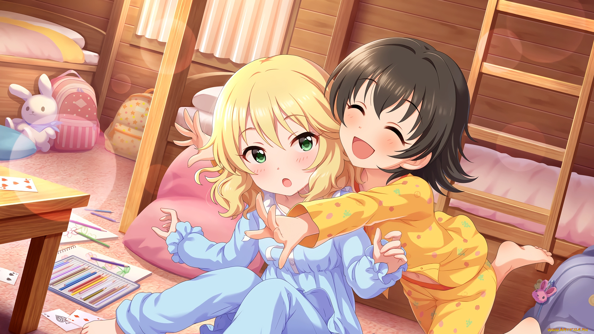 аниме, idolm@ster, фон, девушки, взгляд