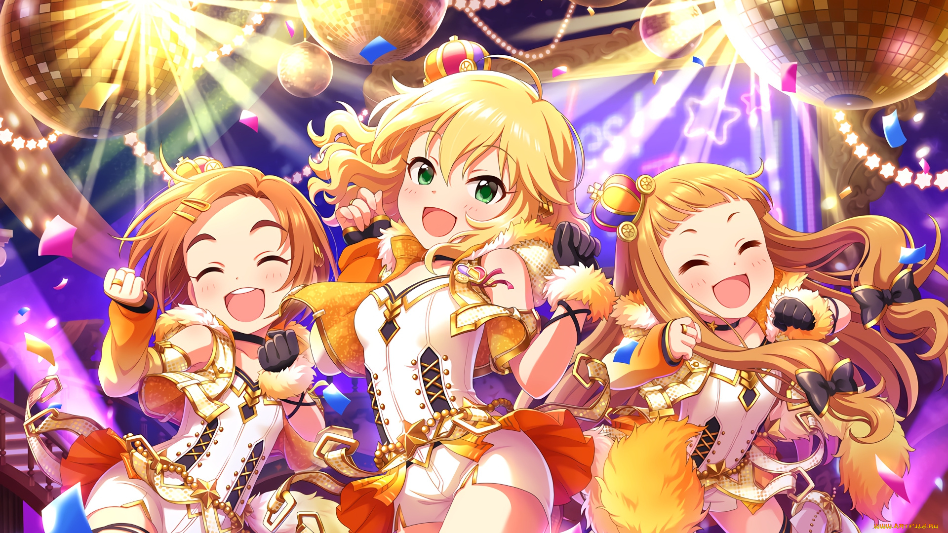 аниме, idolm@ster, фон, девушки, взгляд