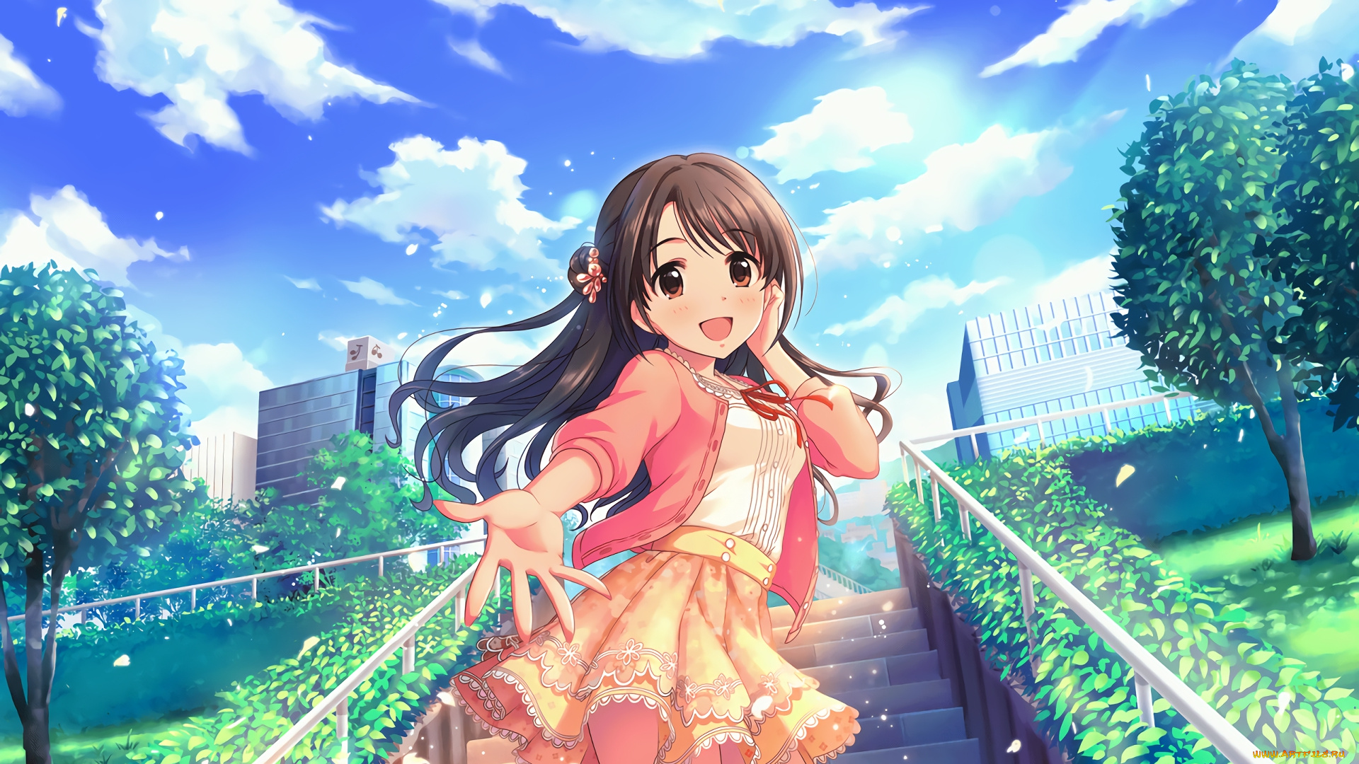 аниме, idolm@ster, фон, взгляд, девушка