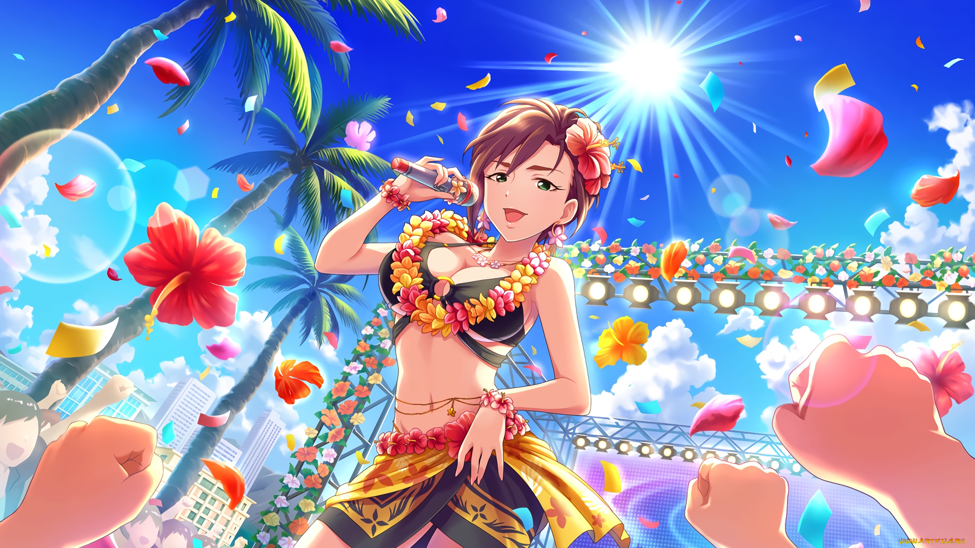 аниме, idolm@ster, фон, взгляд, девушка